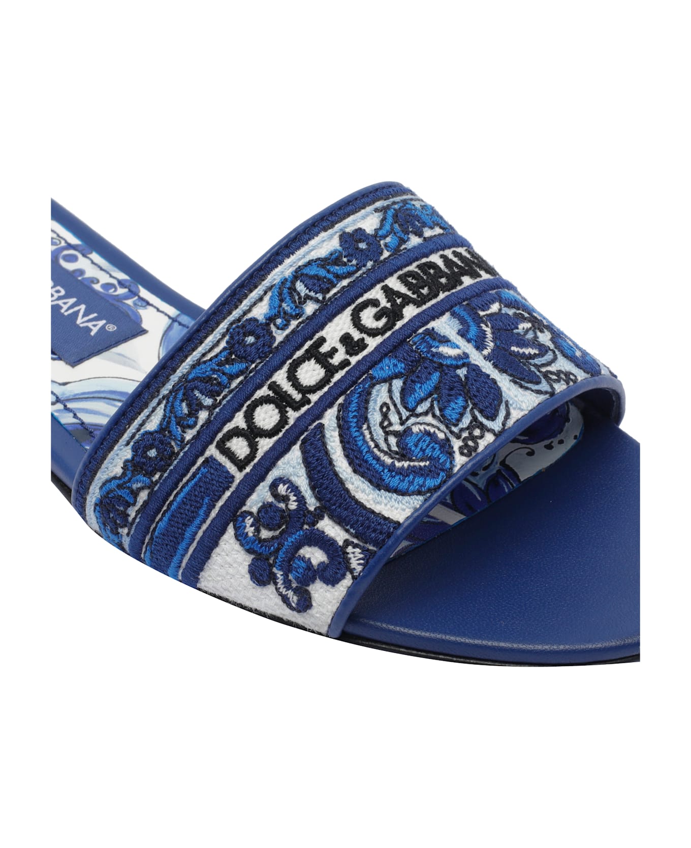Dolce 
Gabbana Embroidered Logo Slides - Blue