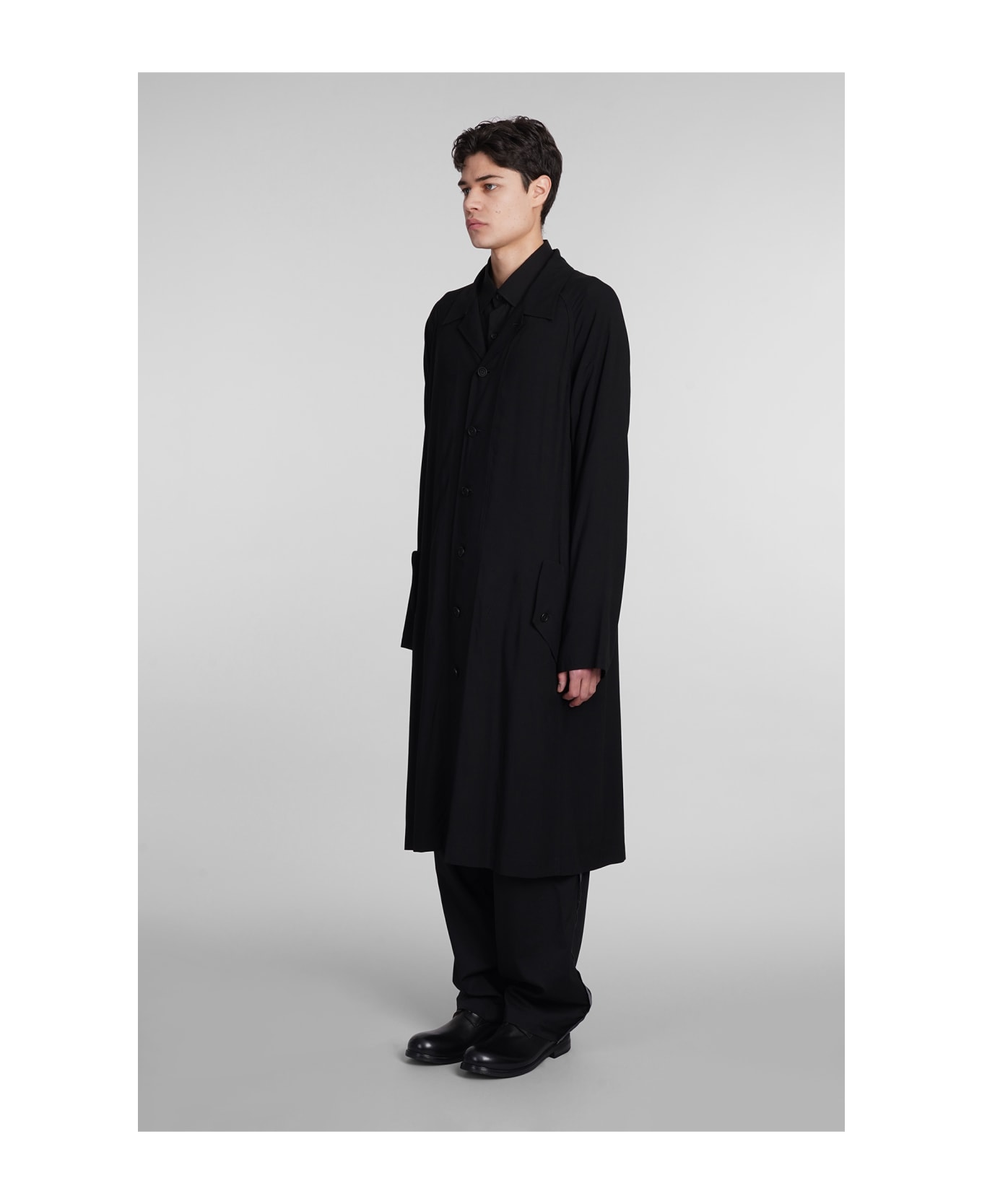 Yohji Yamamoto Outerwear In Black Rayon - black