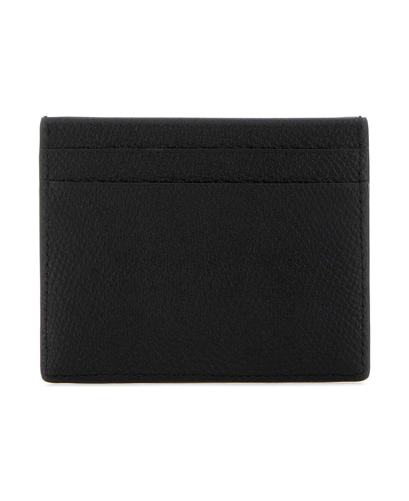 Valentino Garavani Black Leather Vlogo Signature Card Holder - NERO