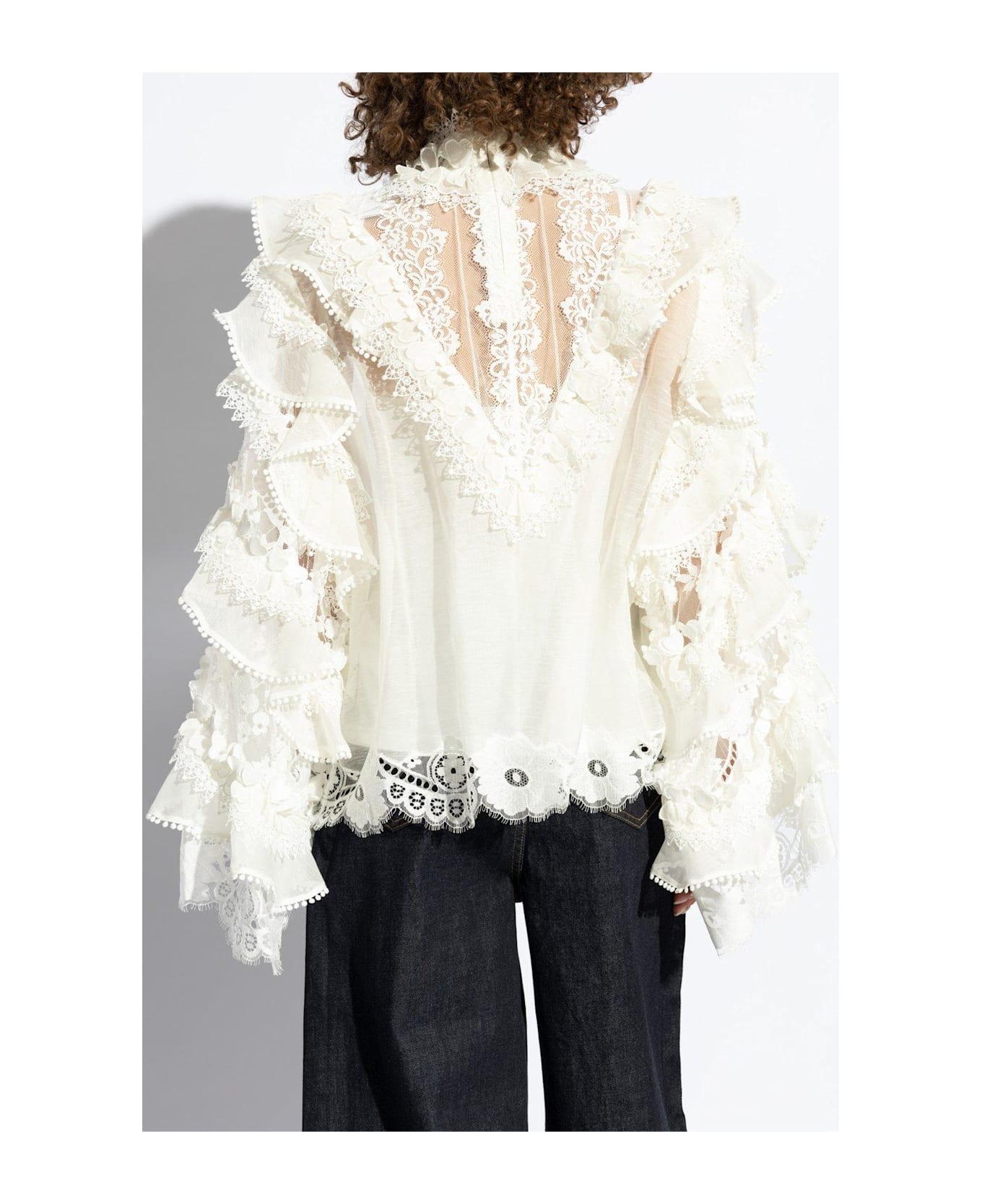 Zimmermann Crush Heart Trim Blouse - Ivory