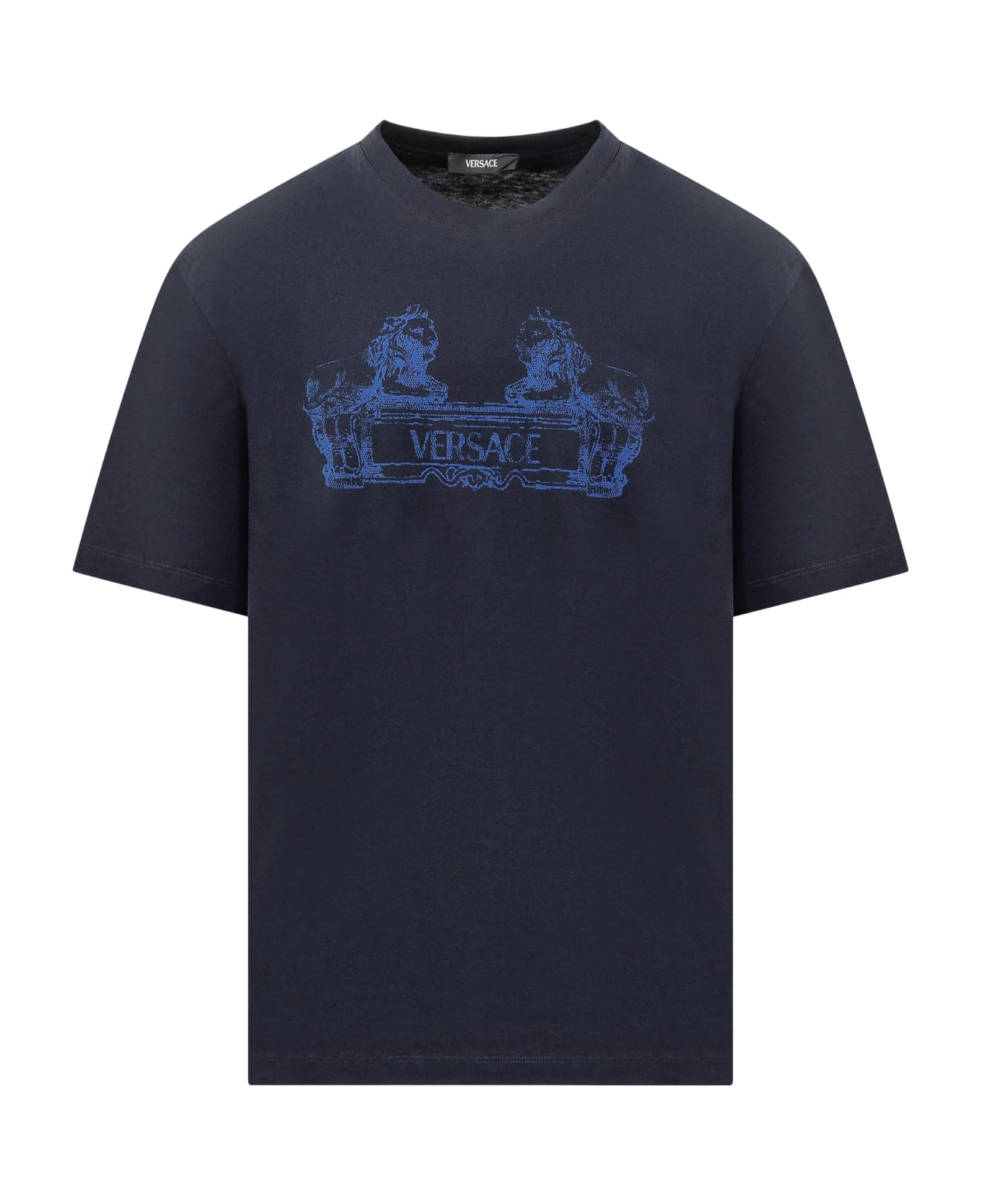 Versace Cotton T-shirt With Logo - NAVY BLUE