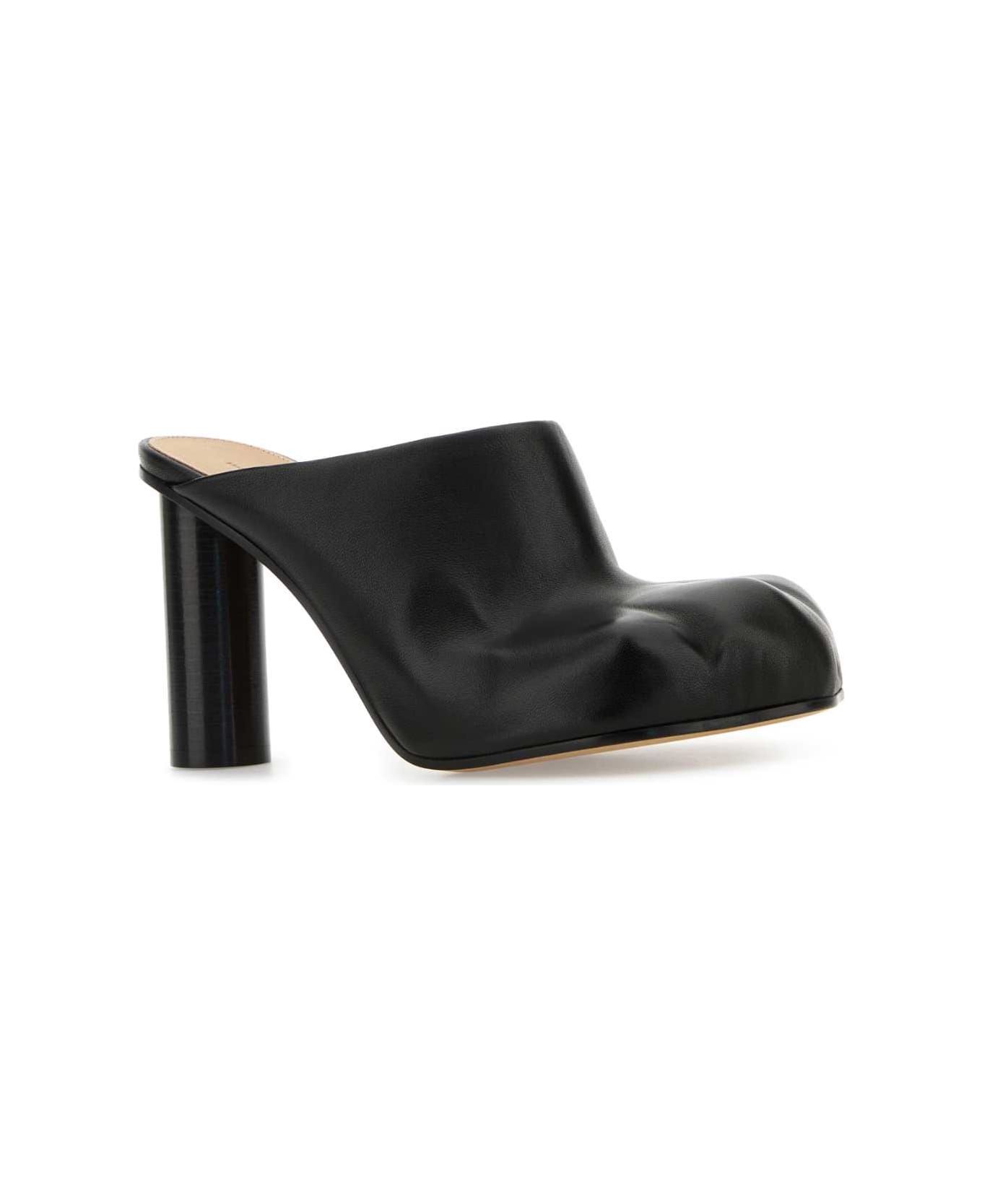 J.W. Anderson Black Nappa Leather Paw Mules - Black
