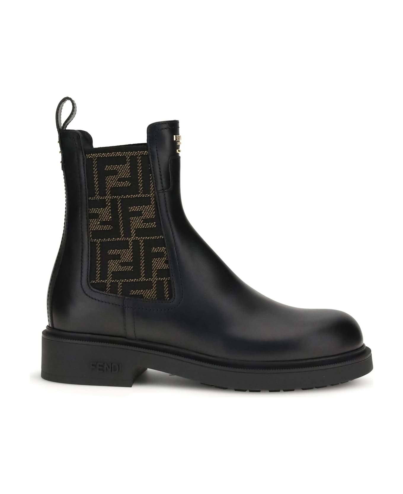 Fendi Ff Leather And Fabric Ankle Boots