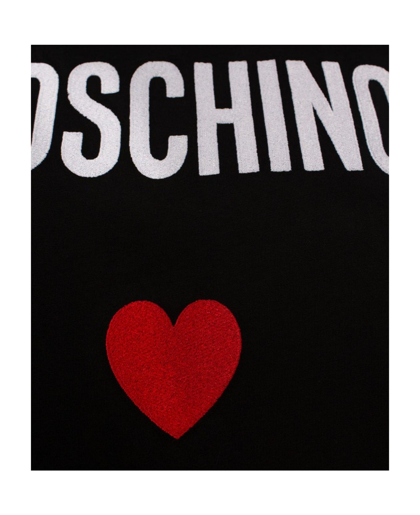Moschino Logo Printed Crewneck T-shirt - BLACK