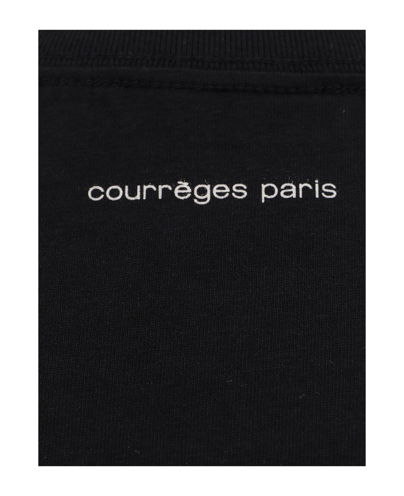 Courrèges Crewneck Short-sleeved T-shirt - BLACK