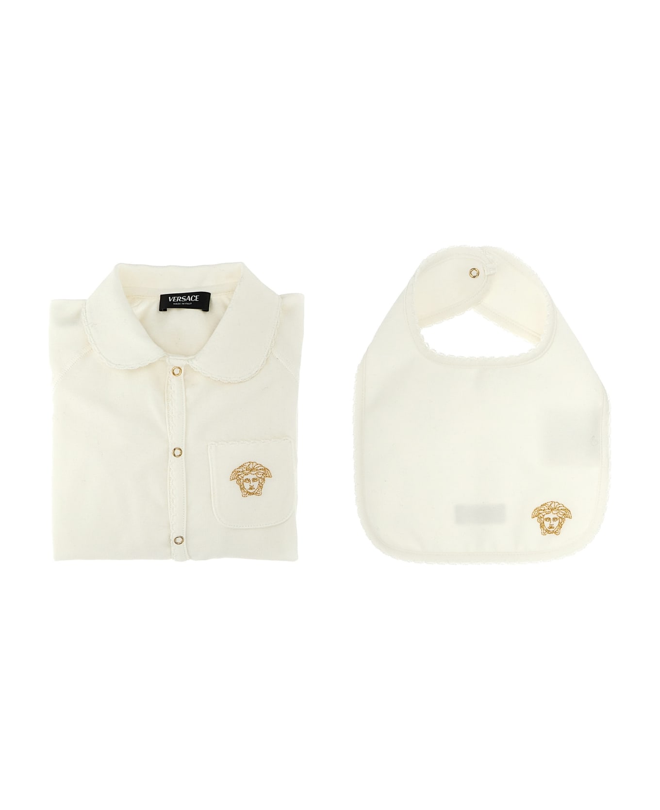 Versace Baby Set Bib + Bib - White ボディスーツ＆セットアップ