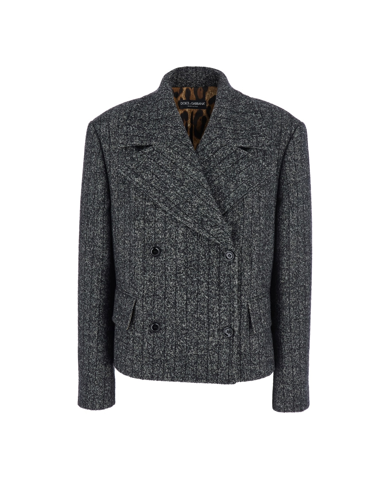 Dolce 
Gabbana Striped Wool Blazer - Grey