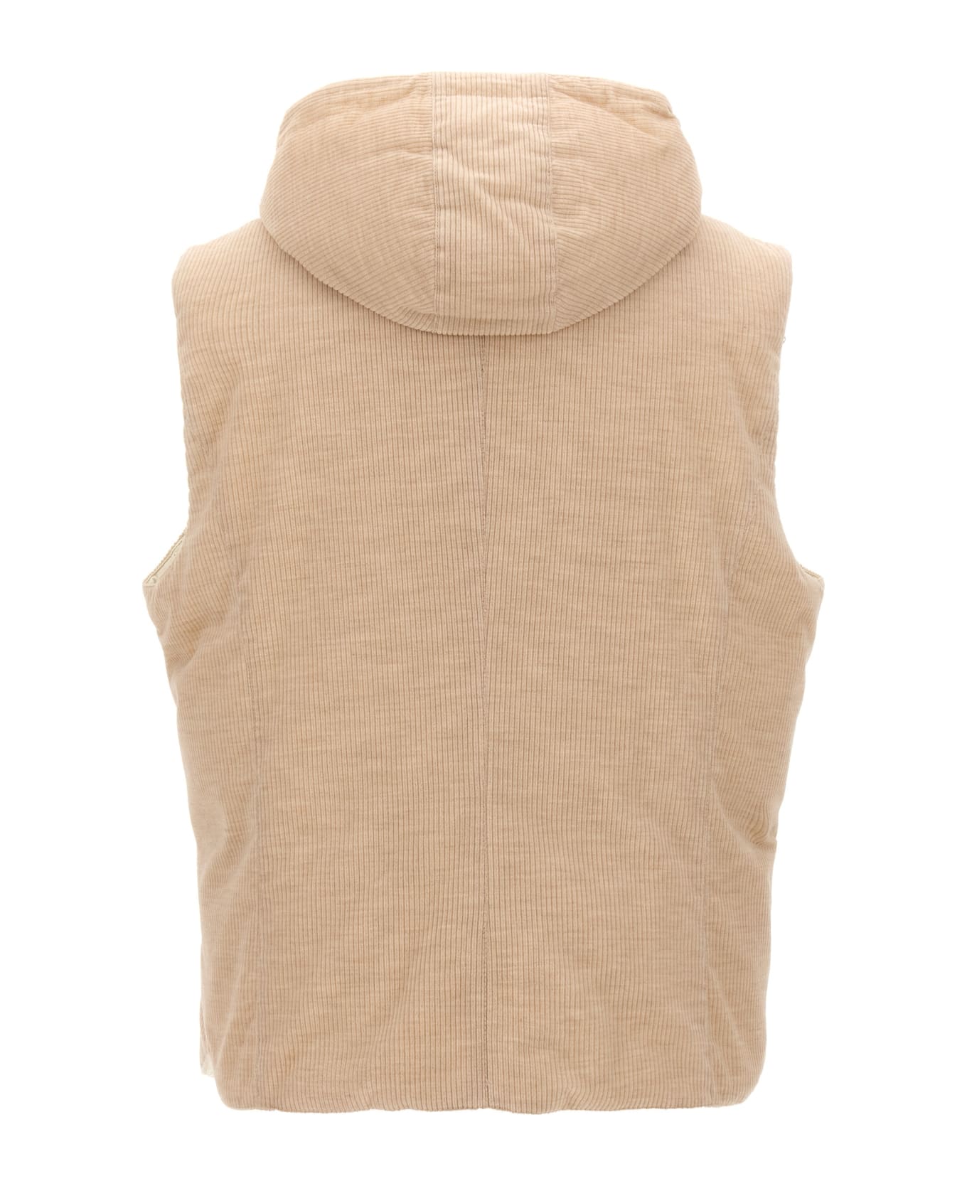 Brunello Cucinelli Ribbed Velvet Vest - Beige