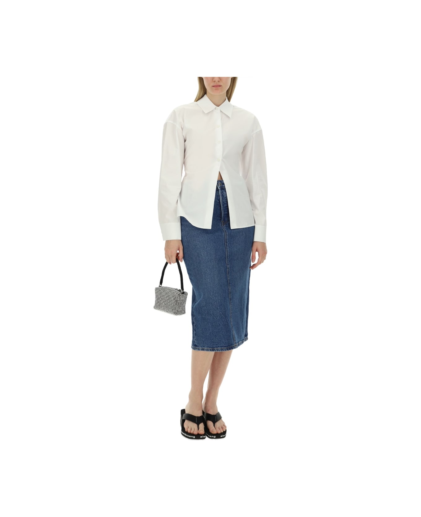 T by Alexander Wang Midi Skirt - Deep Blue