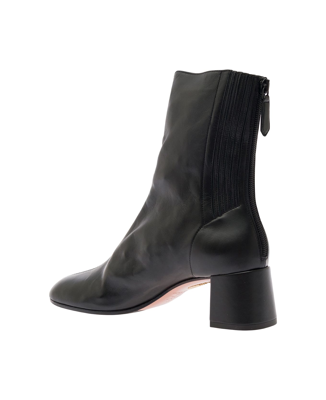 Aquazzura 'saint Honorè' Black Bootie With Block Heel In Smooth Leather Woman - Black