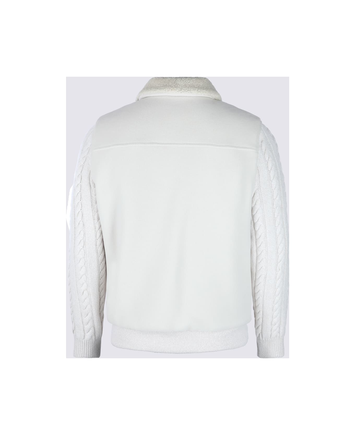 Eleventy Beige Wool Leather Jacket - Sand