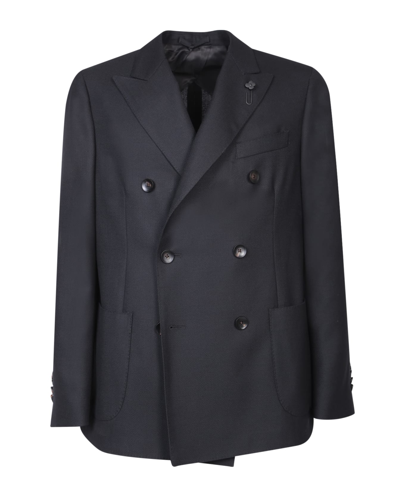 Lardini Double-breasted Wool Jacket In Blue - Blue