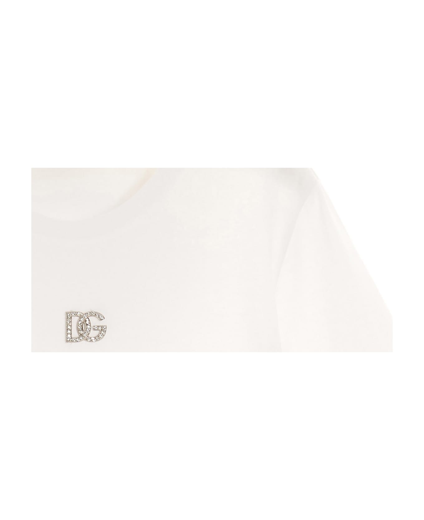 Dolce & Gabbana Crystal Logo T-shirt - White
