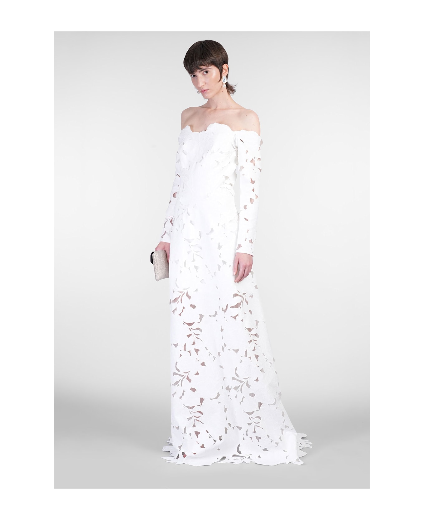 Costarellos Kasia Long Dress In White Polyester - white