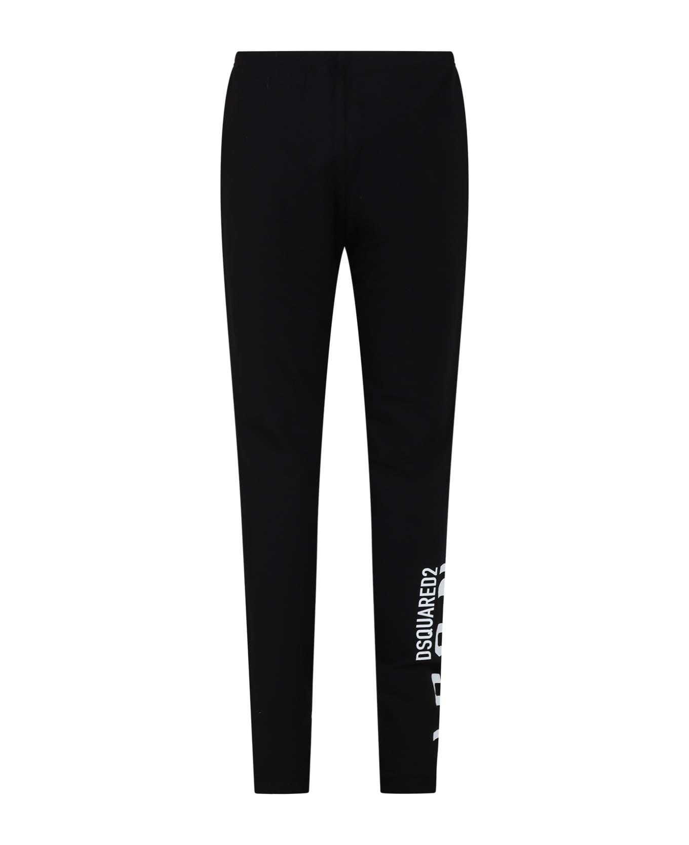 Dsquared2 Black Leggings For Girl With Logo - Black