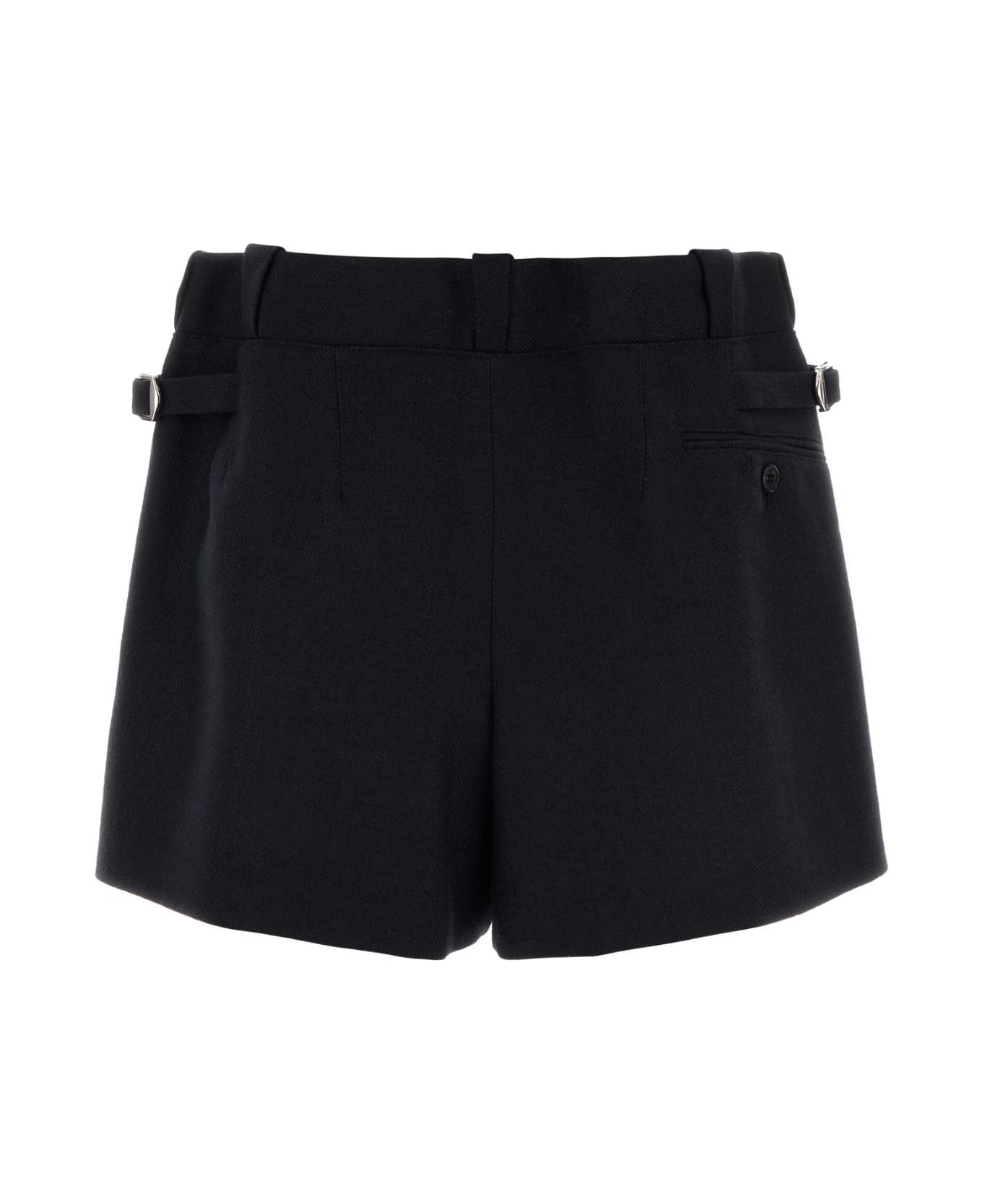 Prada Midnight Blue Wool Shorts - BLEU