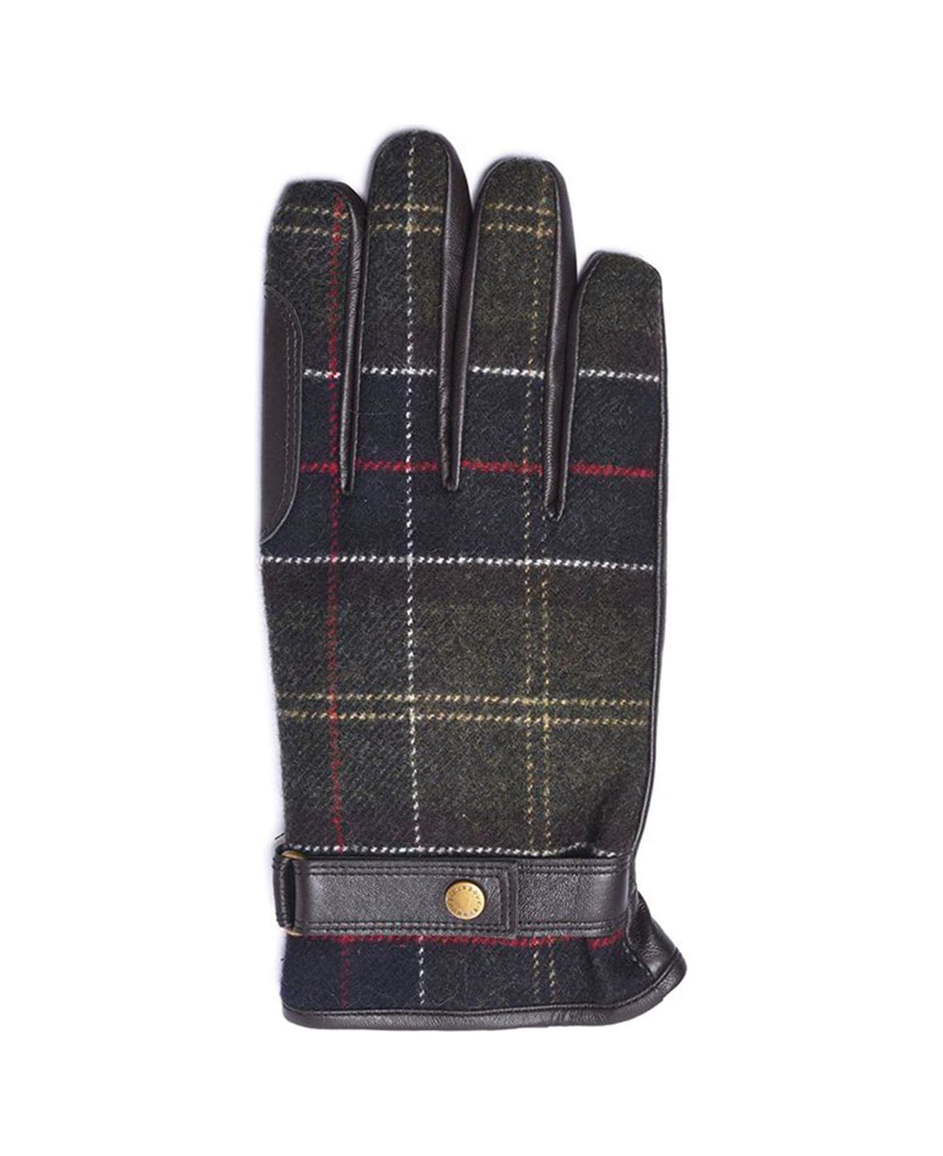 Barbour Tartan Panelled Gloves - GREEN