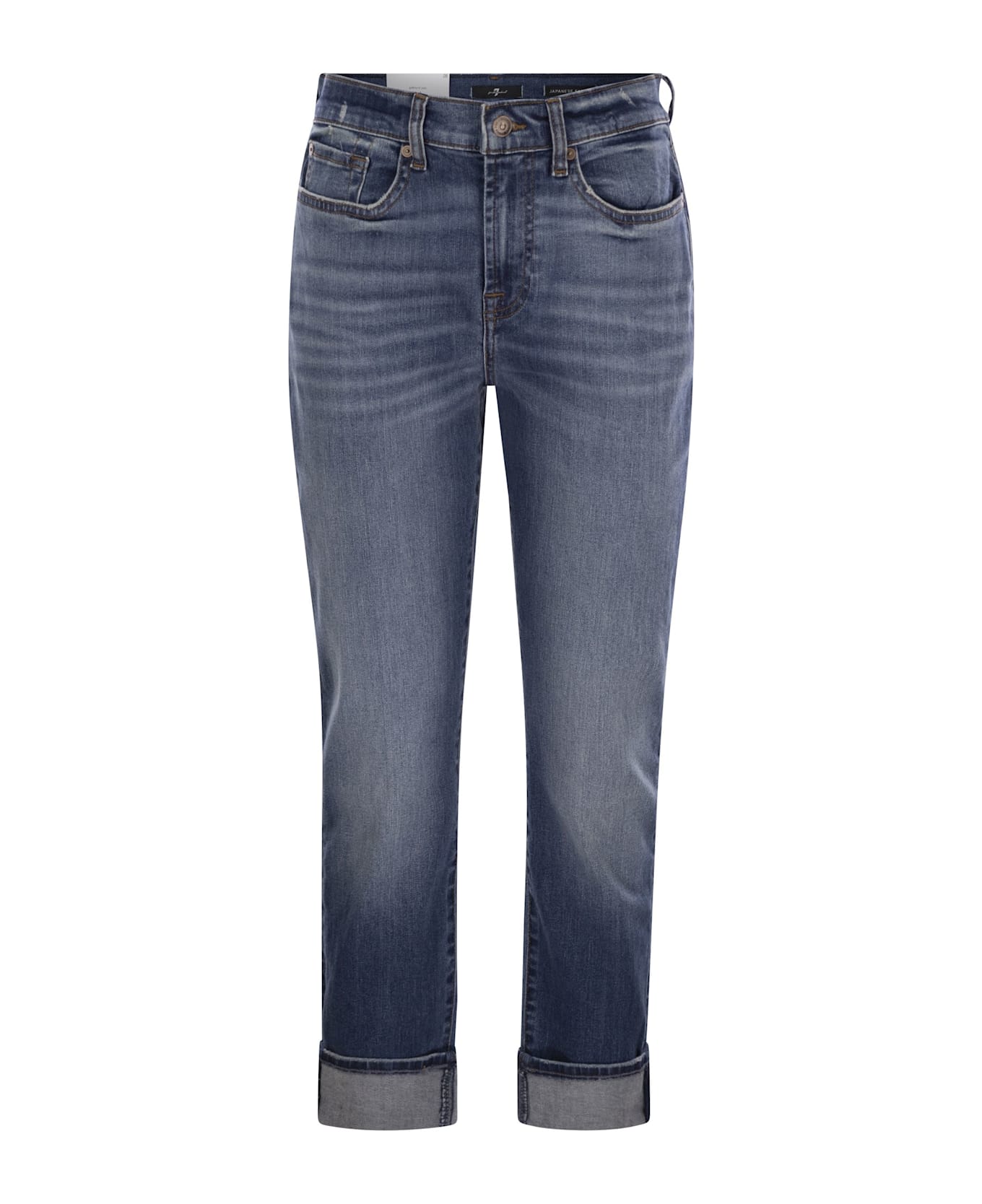 7 For All Mankind Relaxed Skinny - Medium Waist Boyfriend Jeans - Denim