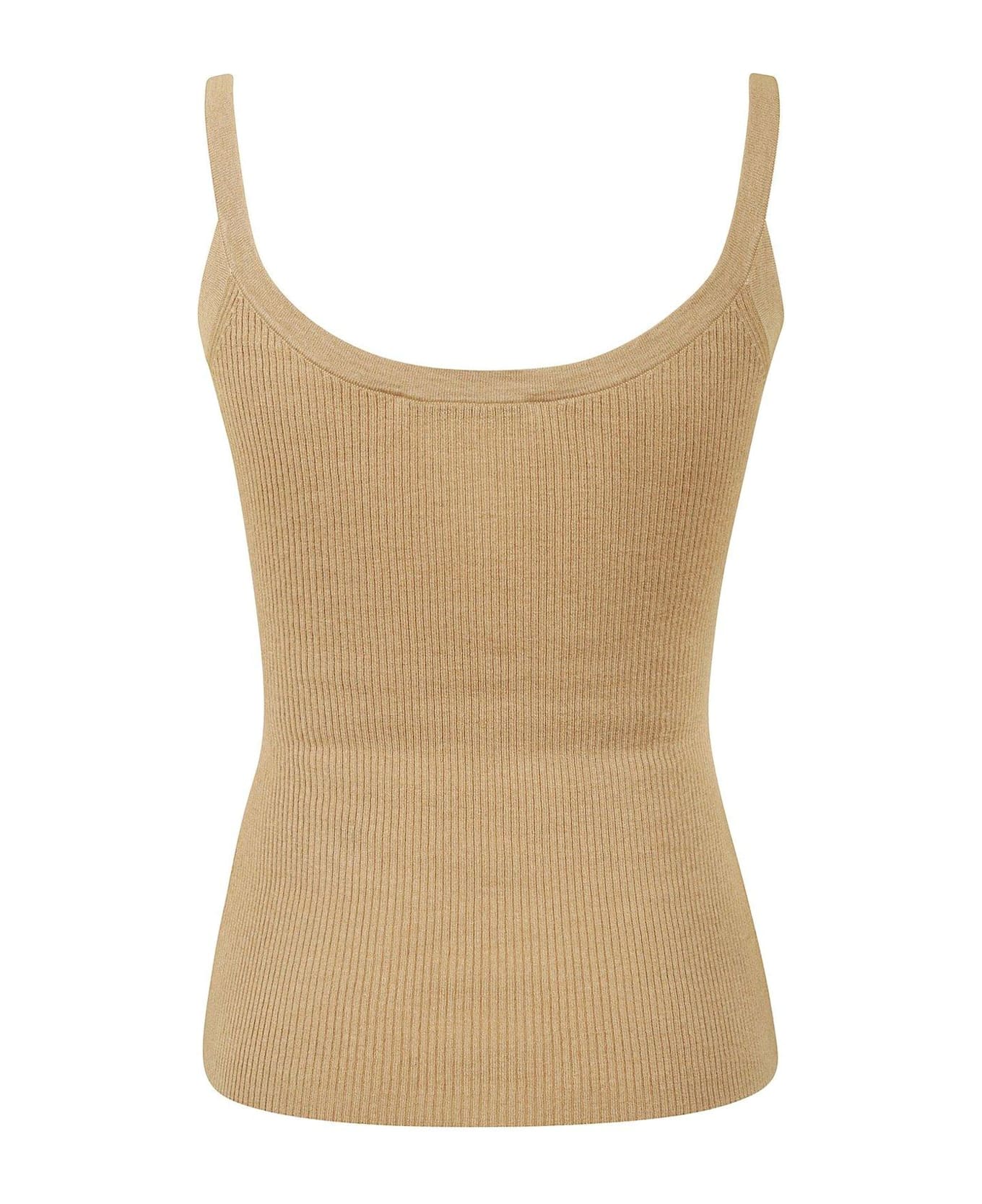 Max Mara Gallura Ribbed Top - BEIGE