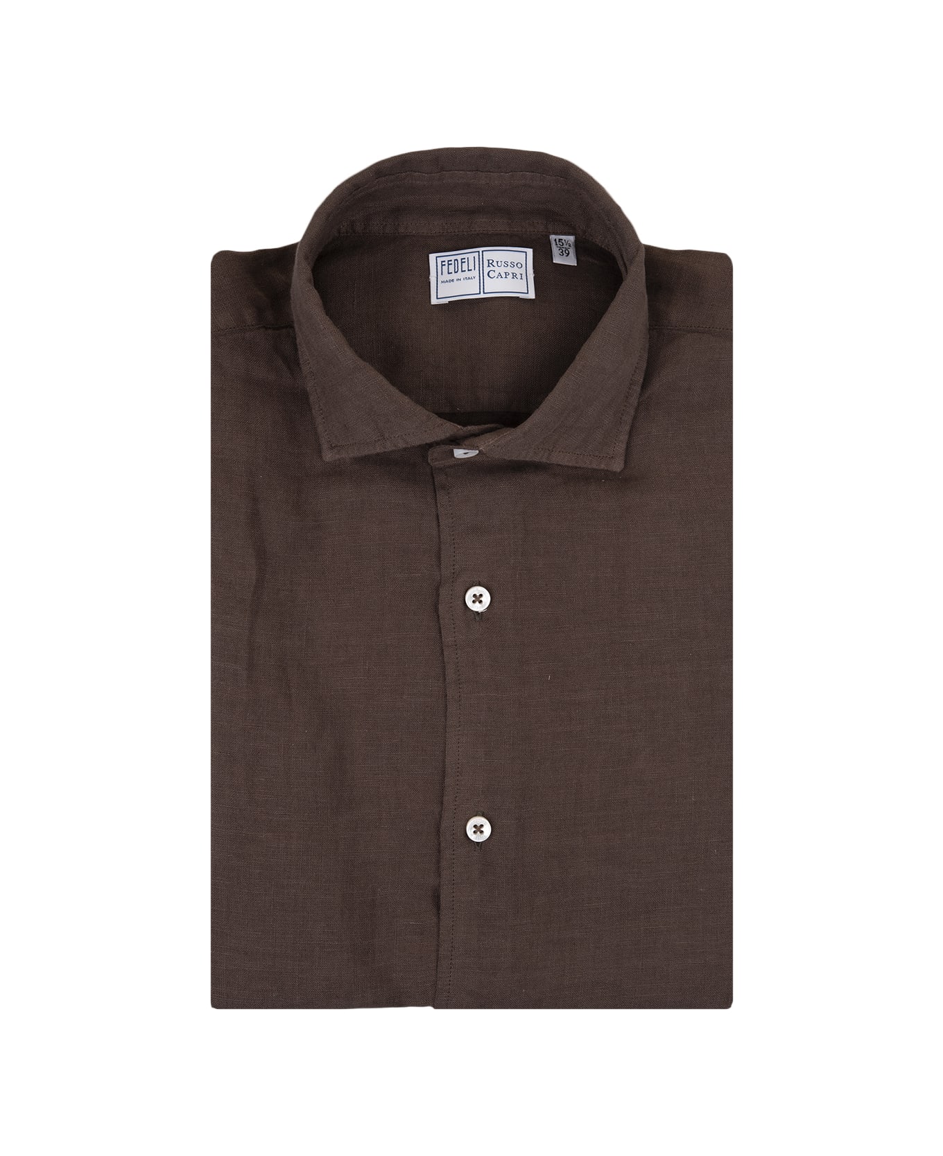 Fedeli Nick Shirt In Brown Linen - Brown