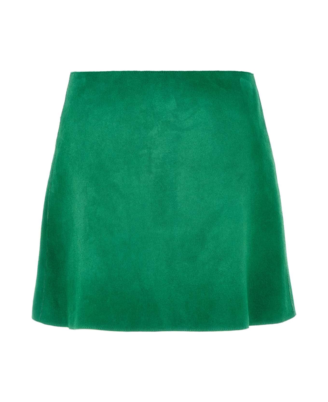 Prada Grass Green Suede Mini Skirt - MANGO