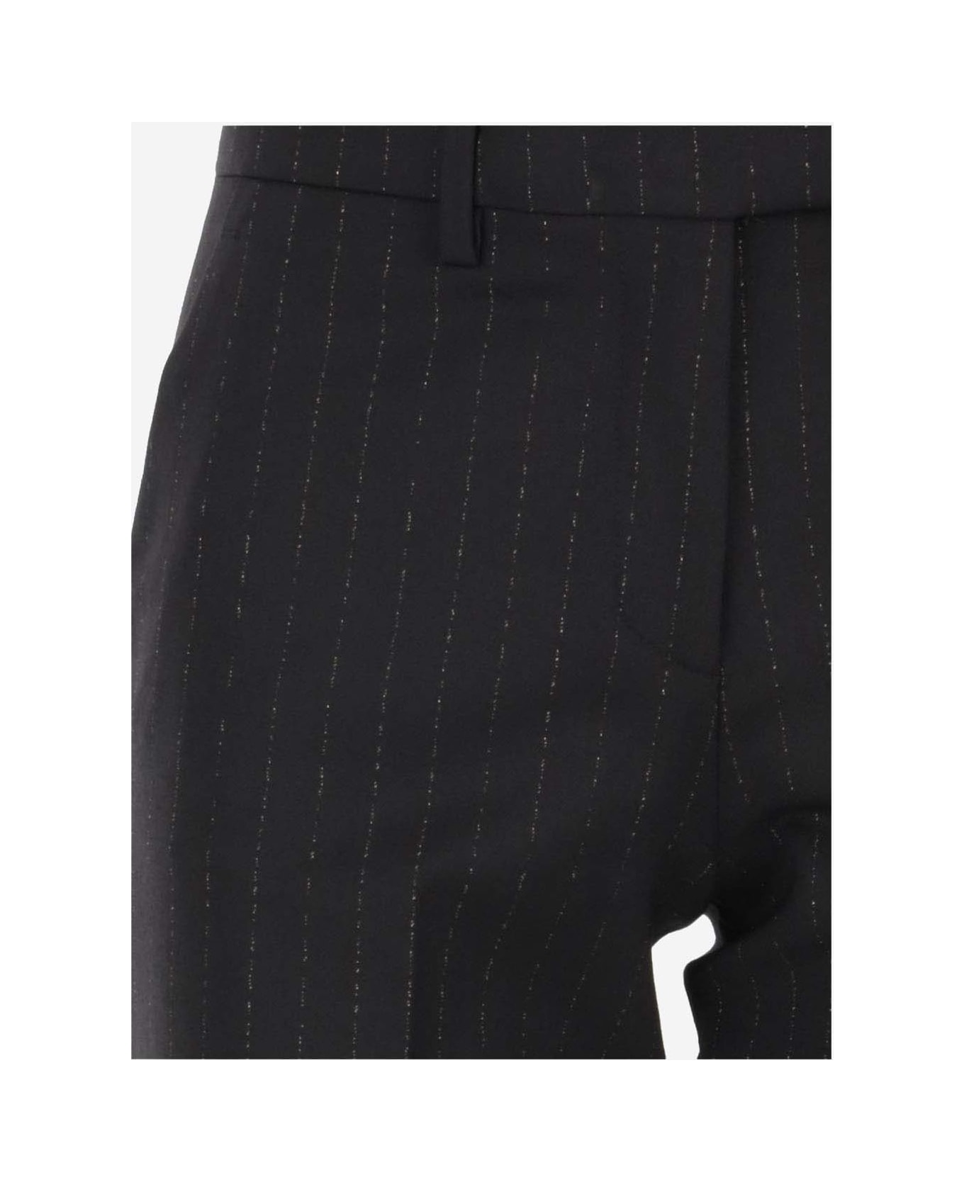 True Royal Wool Pinstripe Pants - Black