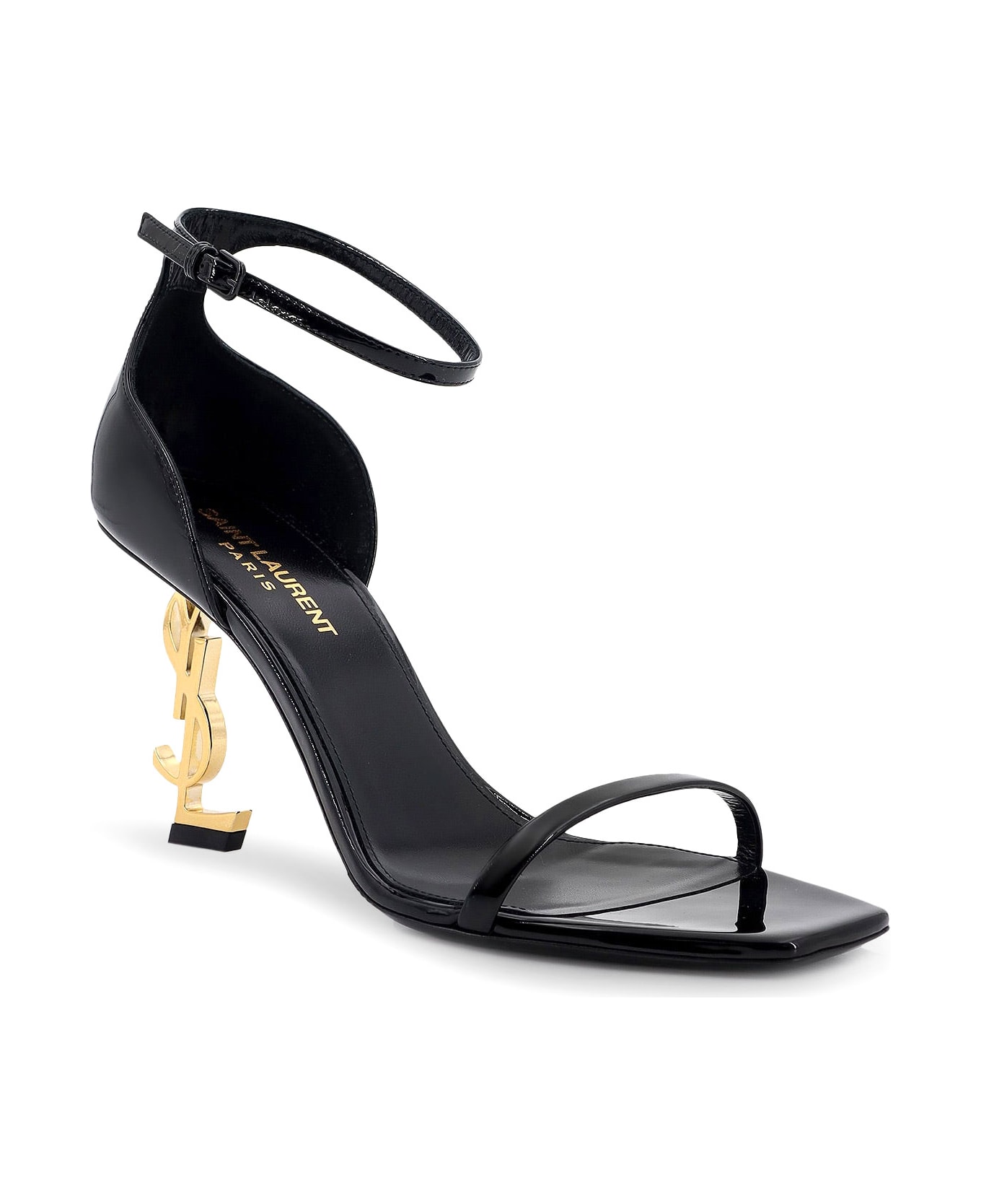 Saint Laurent Opyum 85 Patent Leather Sandals - Black