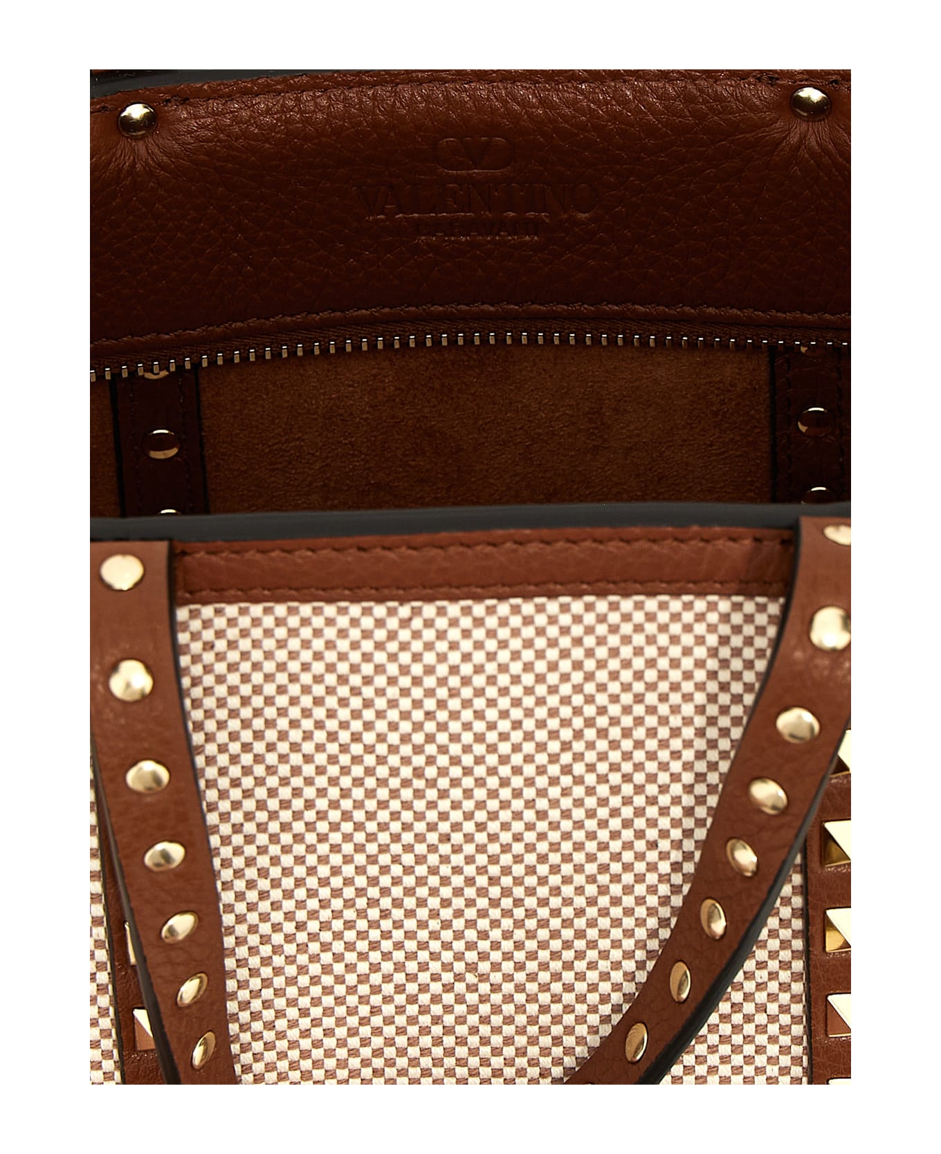 Valentino Garavani 'rockstud' Small Shopping Bag - Beige