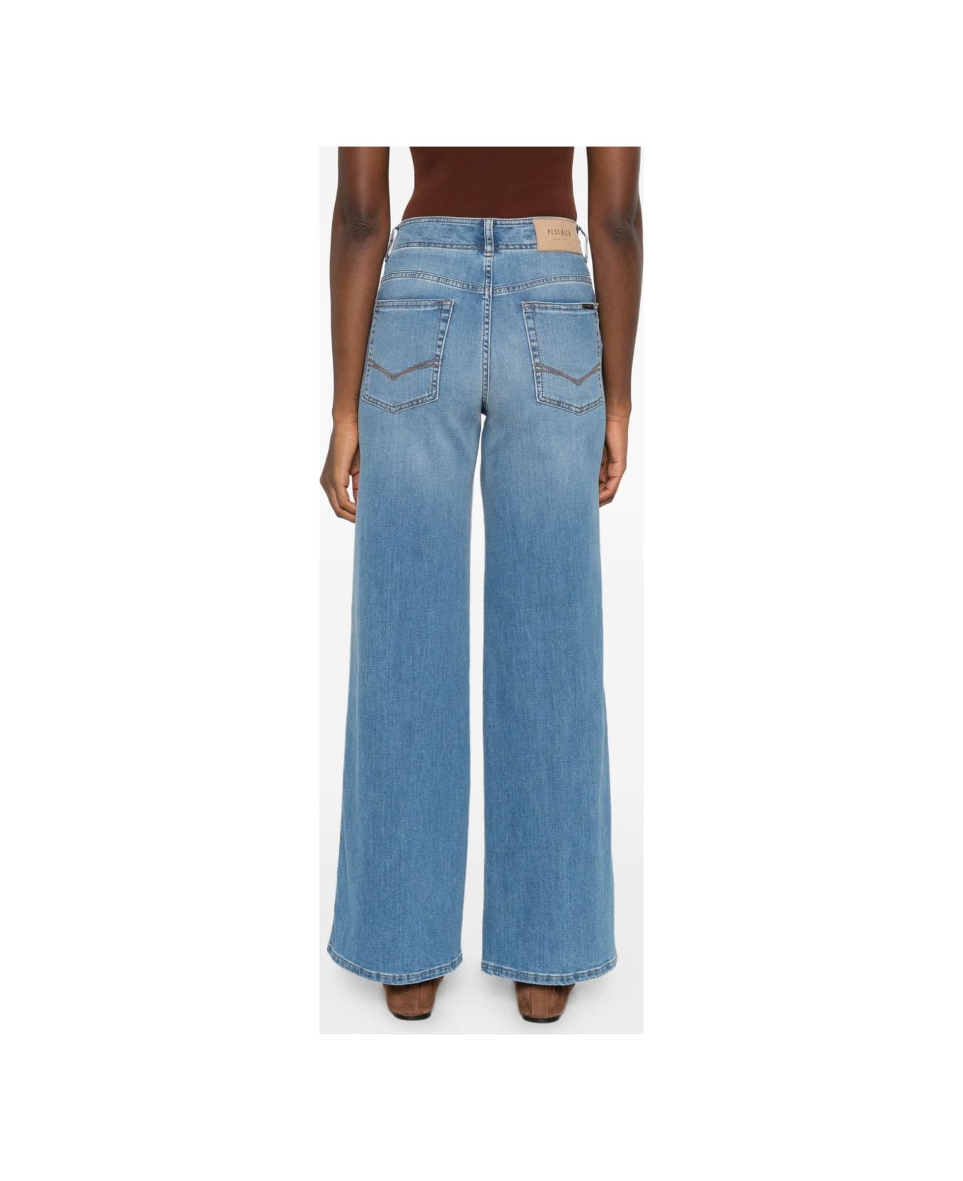 Peserico Five Pocket Light Blue Denim Trousers - Blue