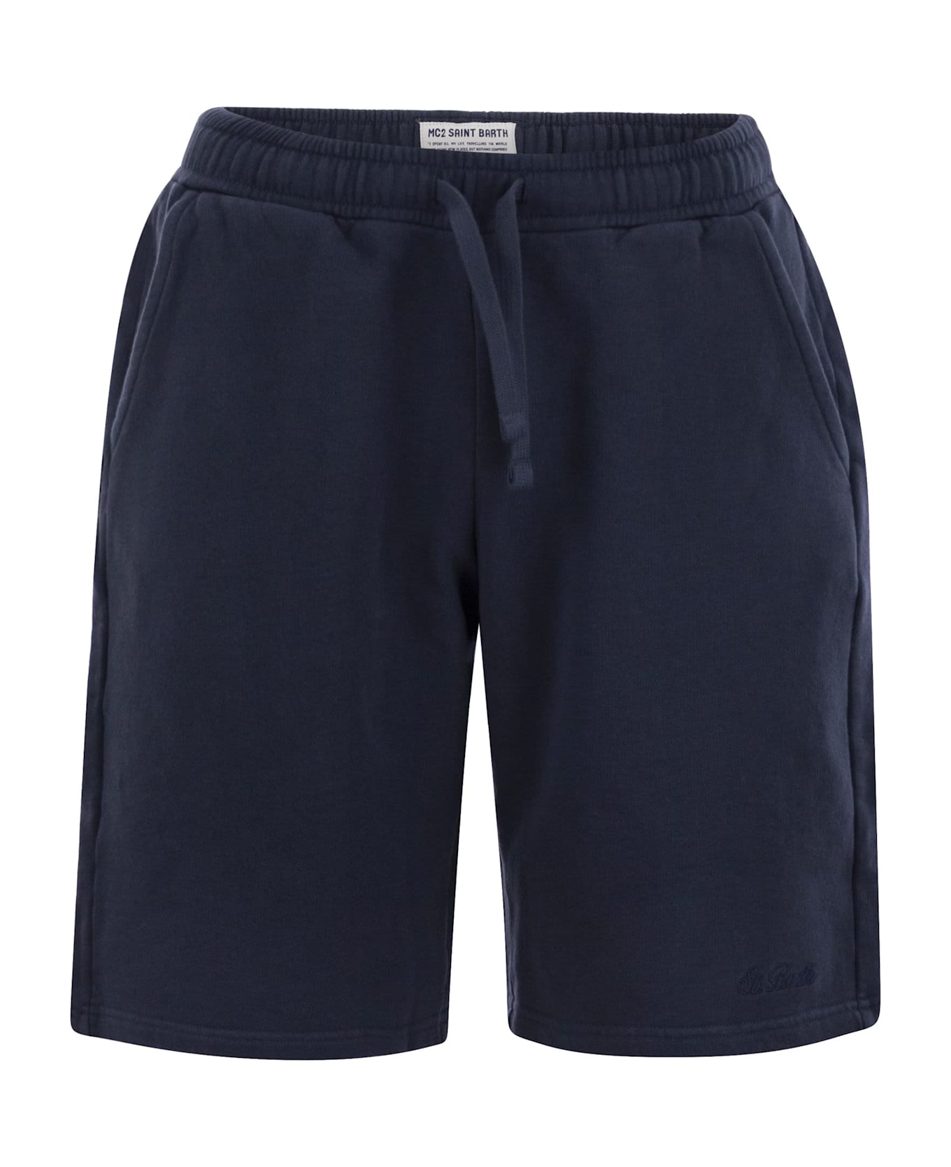 MC2 Saint Barth Randle - Cotton Fleece Bermuda Shorts - Blue