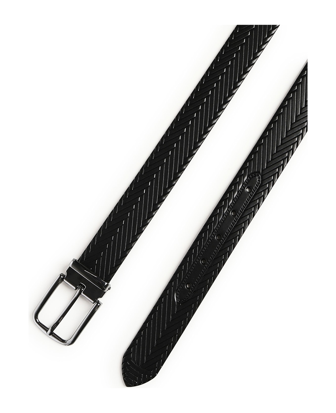 Emporio Armani Braided Leather Belt - Black