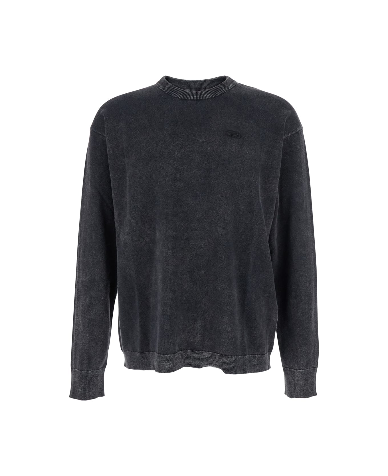 Diesel 
k-bennie
 Grey Crewneck T-shirt With Logo Embroidery On The Front In Cotton Man - Grey