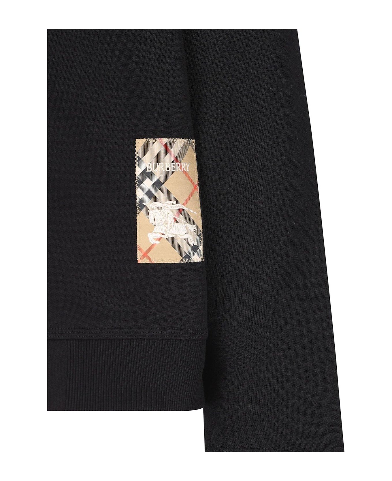 Burberry Check Label Zip Hoodie - BLACK