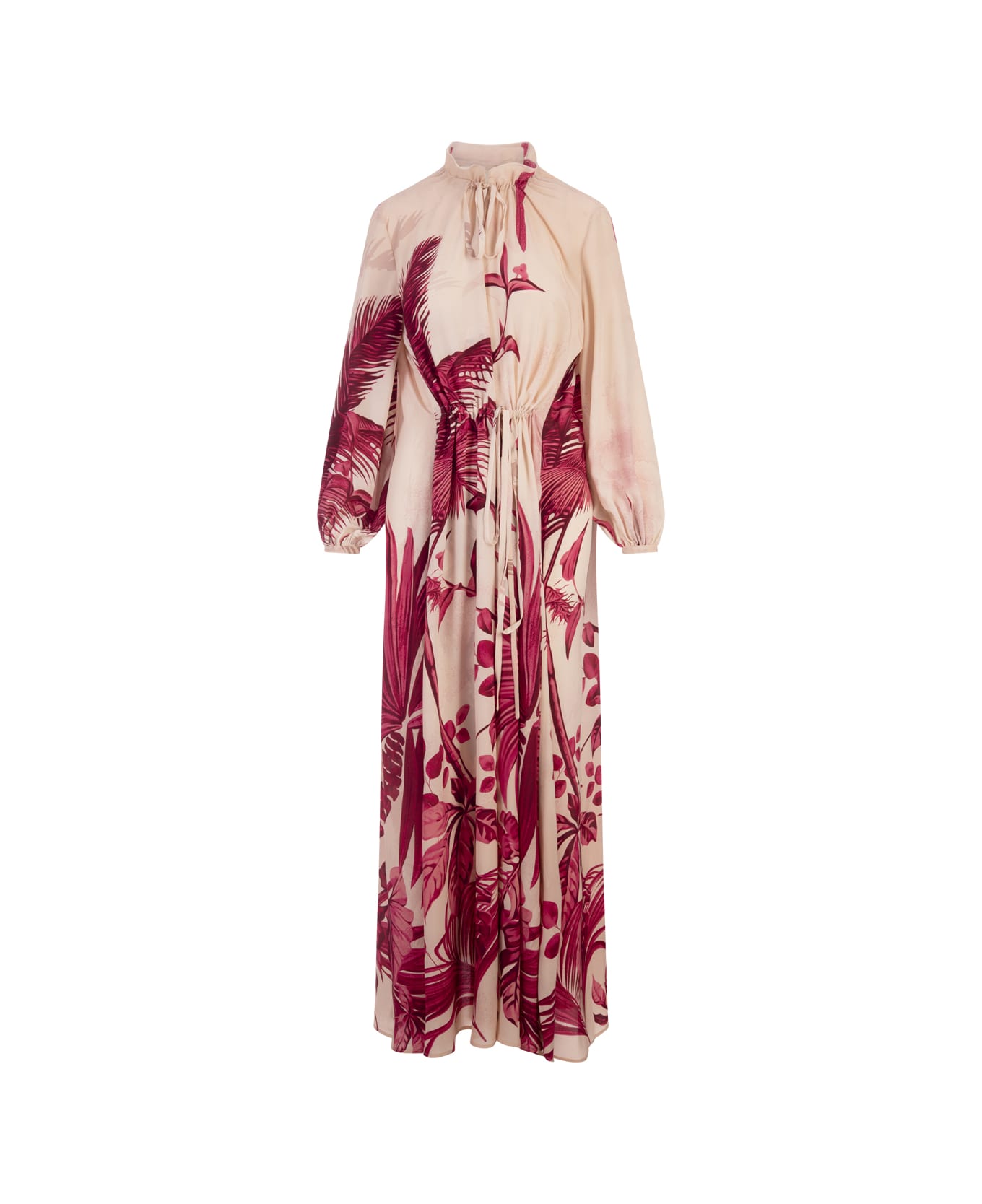 For Restless Sleepers Pink Palms Elone Long Dress - Pink