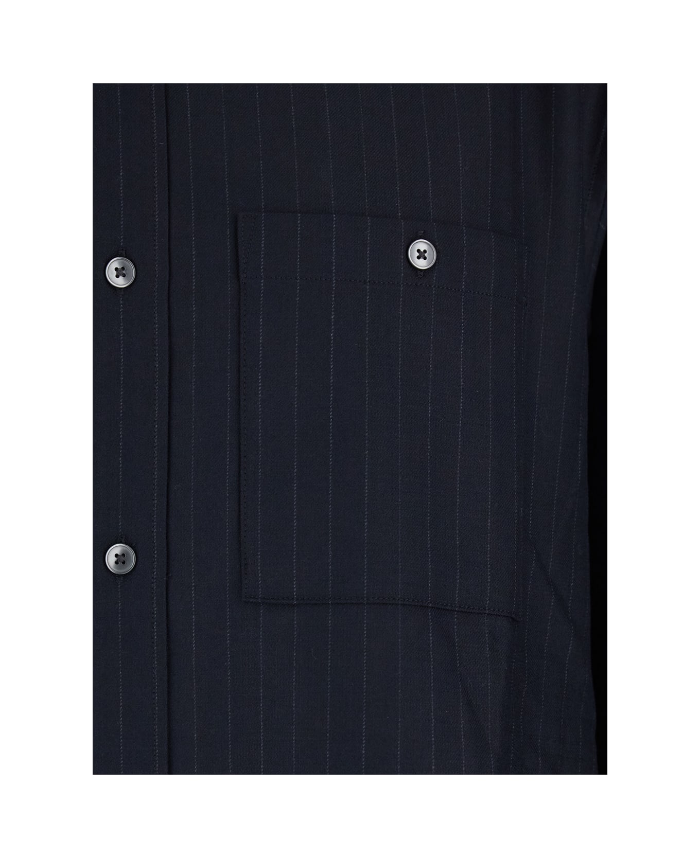 Tonywack Blue Pinstriped Shirt With Pointed Collar In Wool Blend Man - Blu