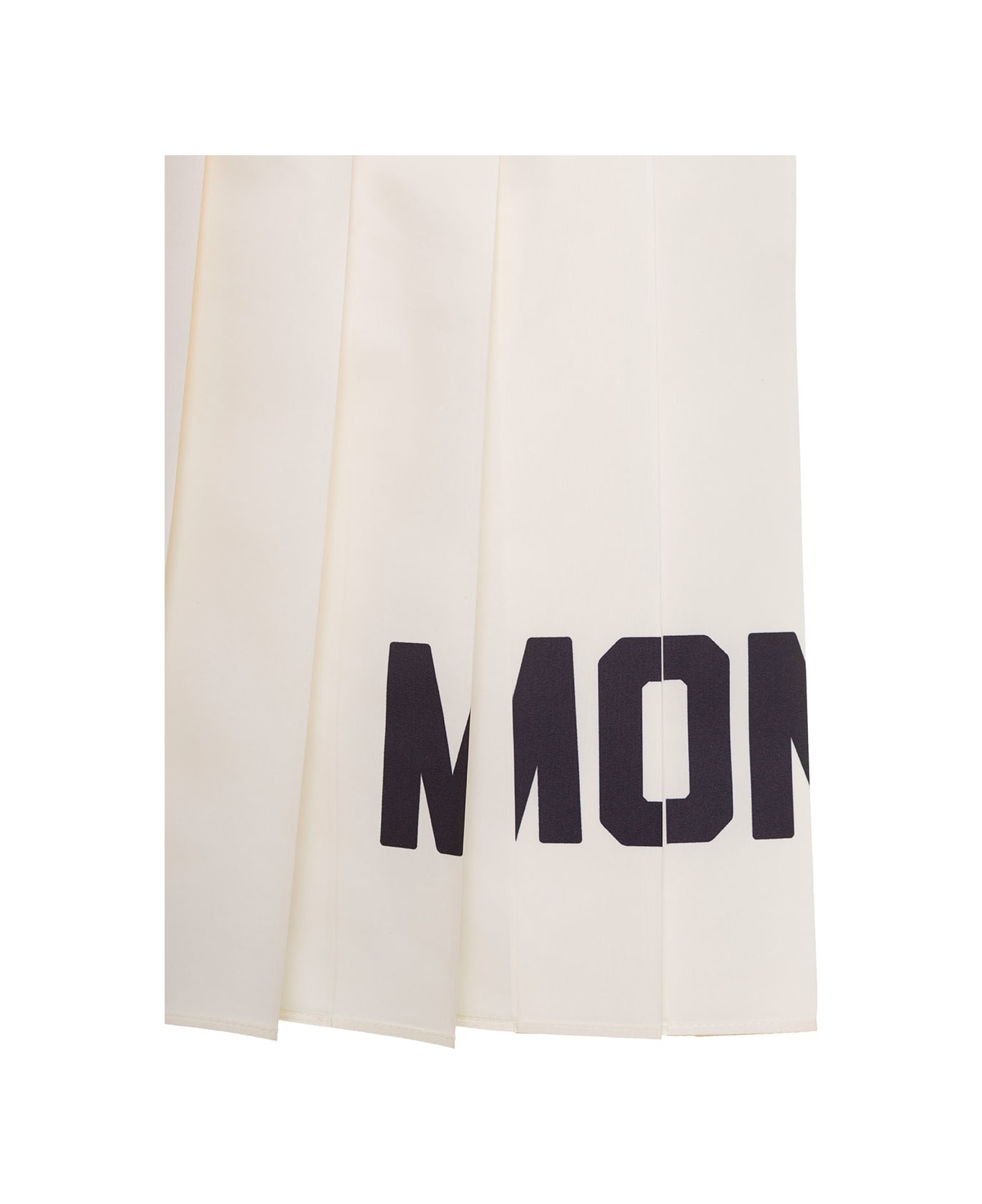 Moncler White Pleated Skirt With Contrasting Logo Print In Fabric Girl - White