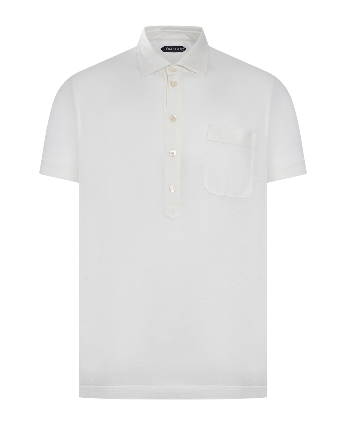 Tom Ford Short Sleeve Silk Polo - White