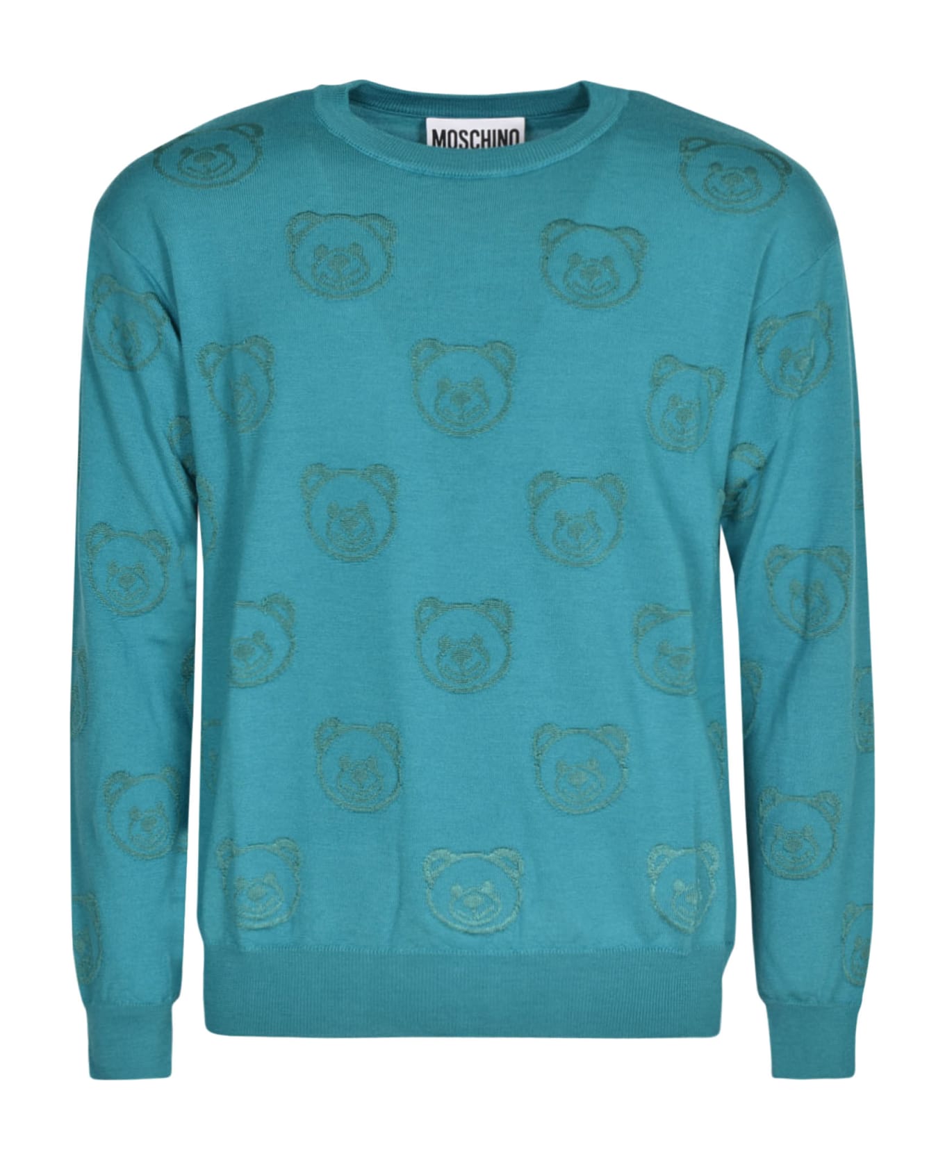Moschino Bear Logo Ribbed Sweater - Blue