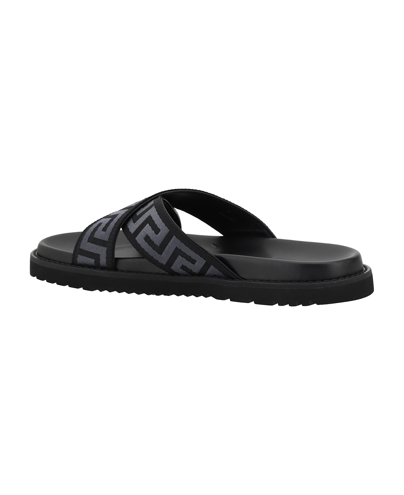 Versace Greca Pattern Sandals - Black +anthracite