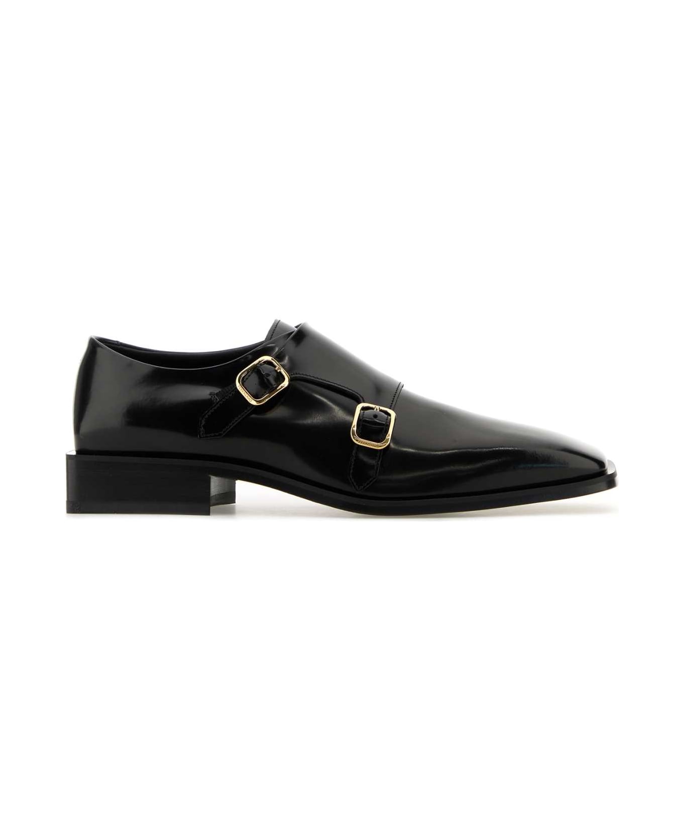 Ferragamo Black Leather Caracas Monk Strap Shoes - NERO