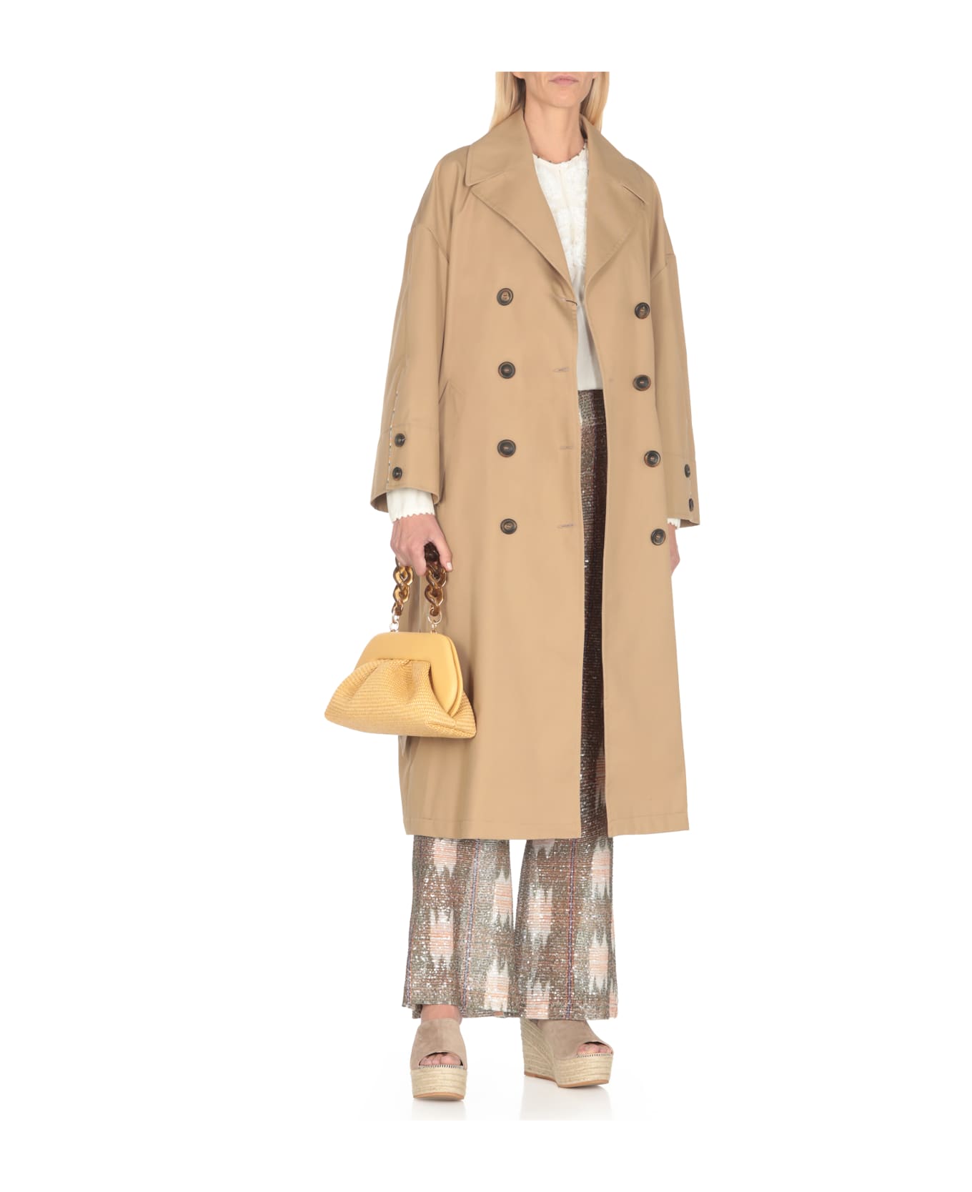 Bazar Deluxe Double Breasted Coat - BEIGE