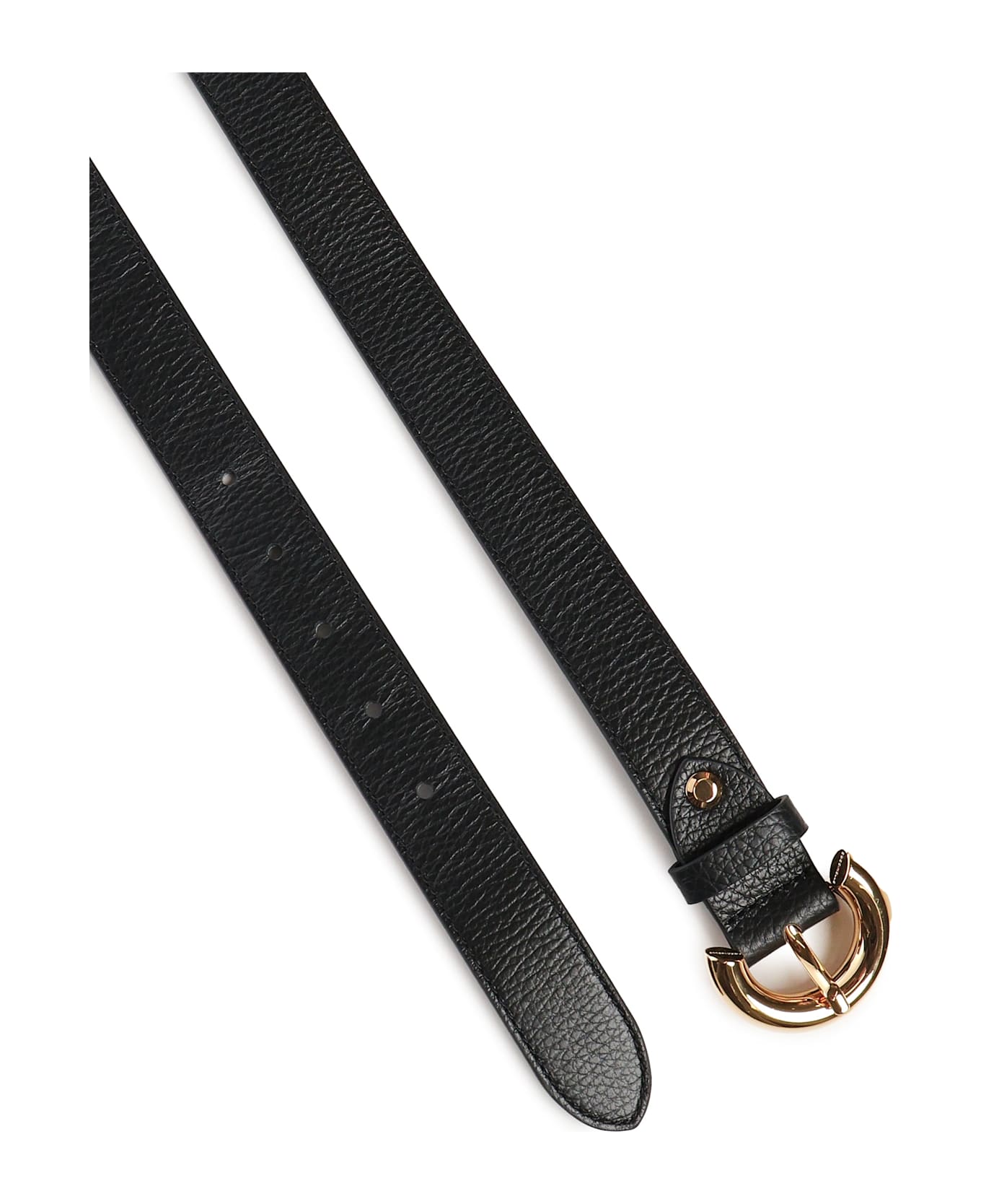 Coccinelle Leather Belt With Grain - Black