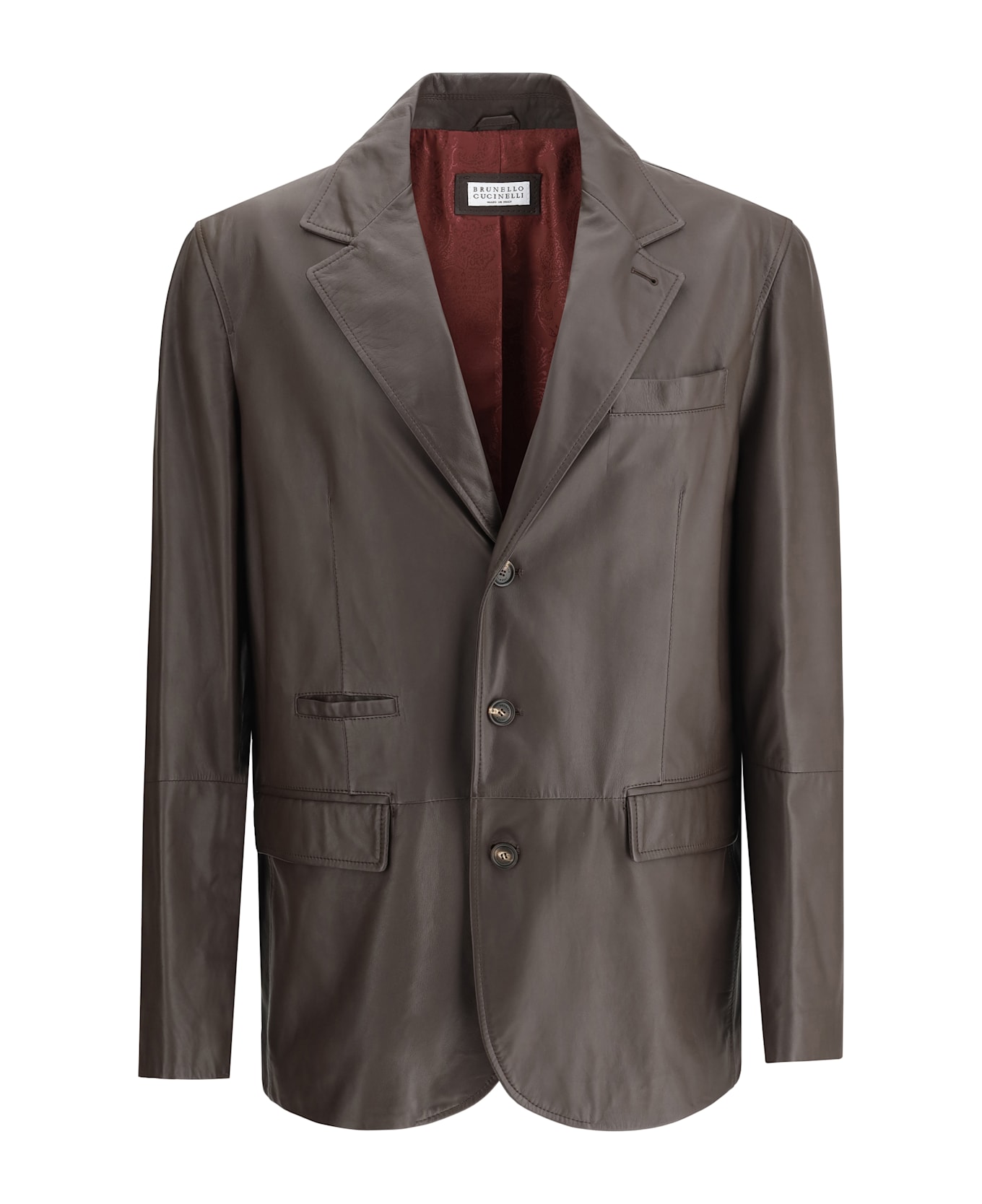 Brunello Cucinelli Leather Jacket - Testa Di Moro