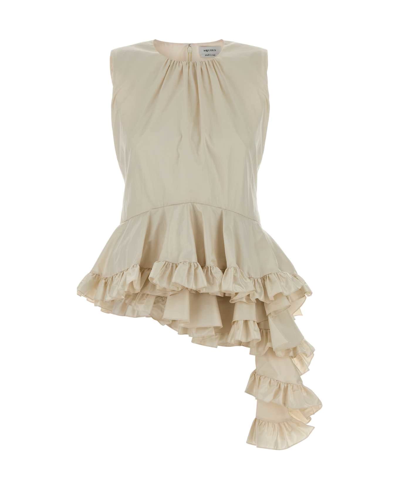 Alexander McQueen Ivory Poplin Top - OPTICALWHITE