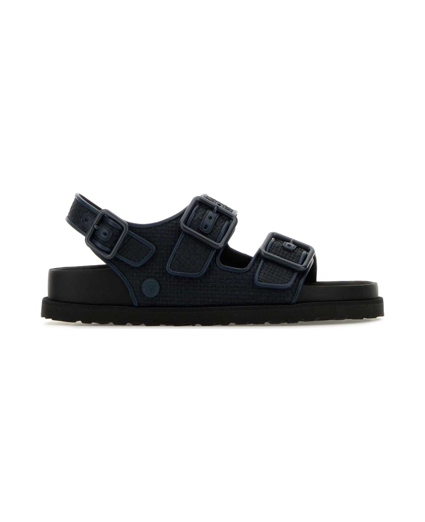 Birkenstock 1774 Navy Blue Raffia Milano Sandals - Blue