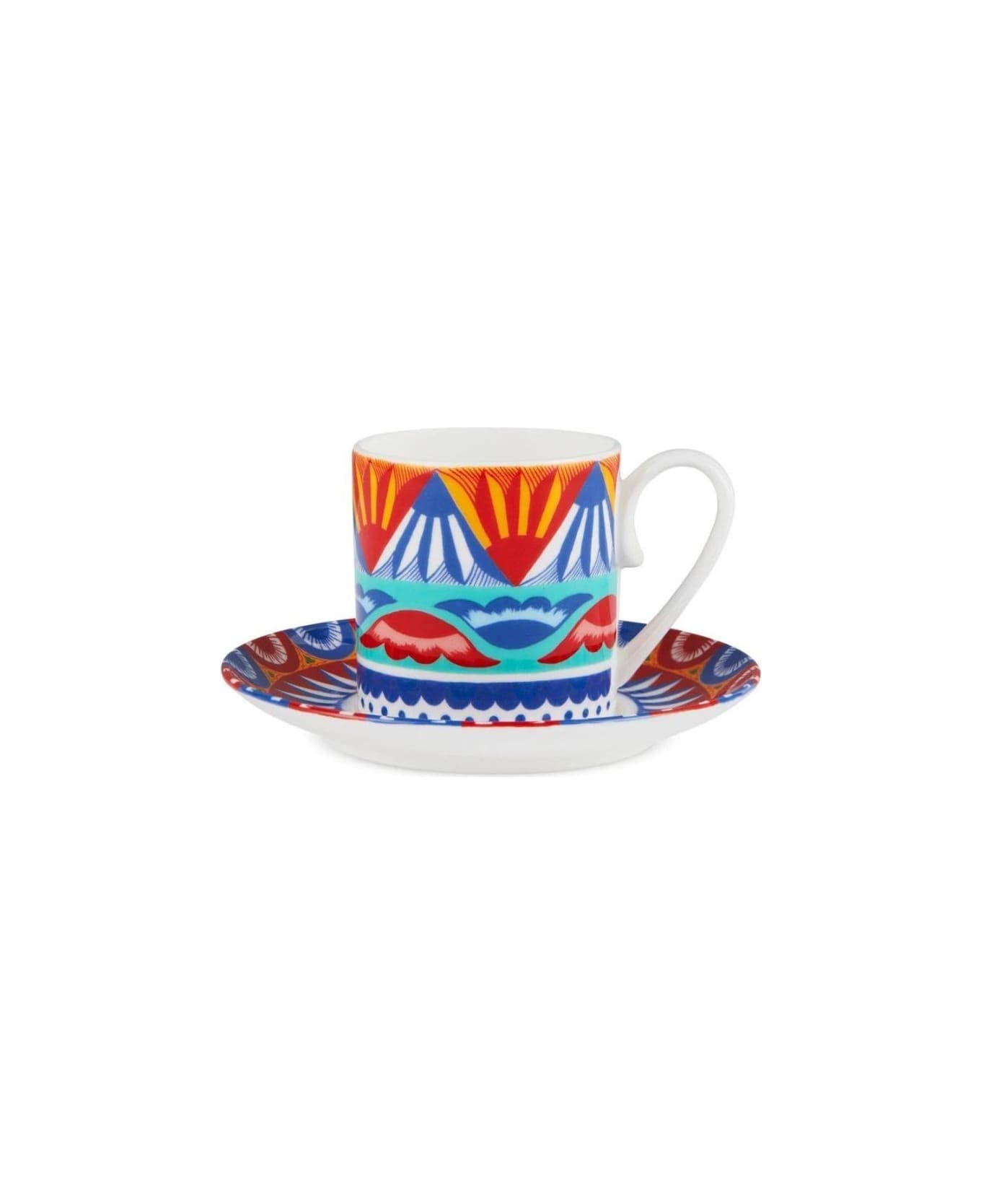 Dolce & Gabbana Tazza Caffè Con Piattino In Porcellana - Multicolor