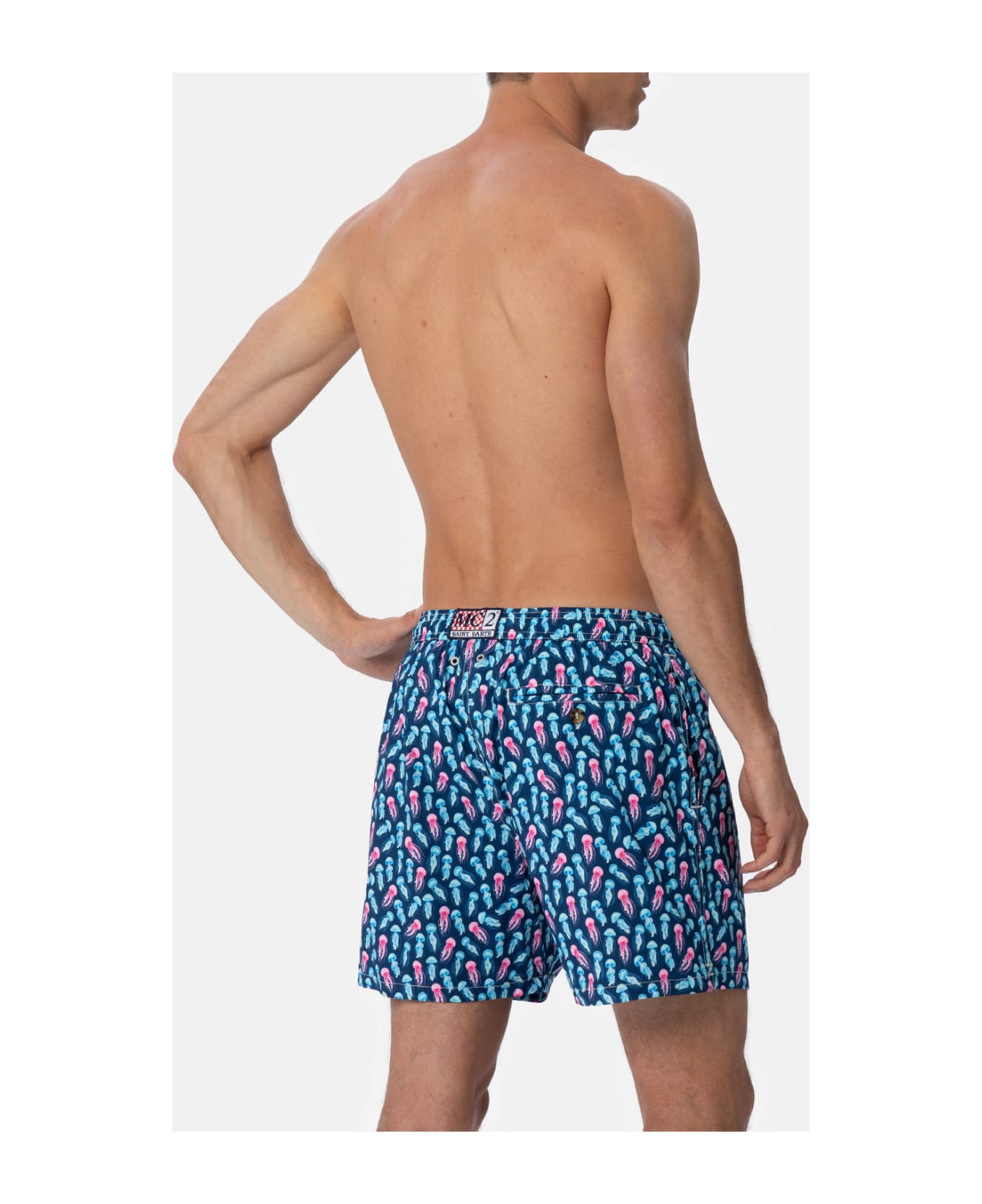 MC2 Saint Barth Comfort Light Classic Stretch Swim Shorts With Jellyfishes Print - BLUE