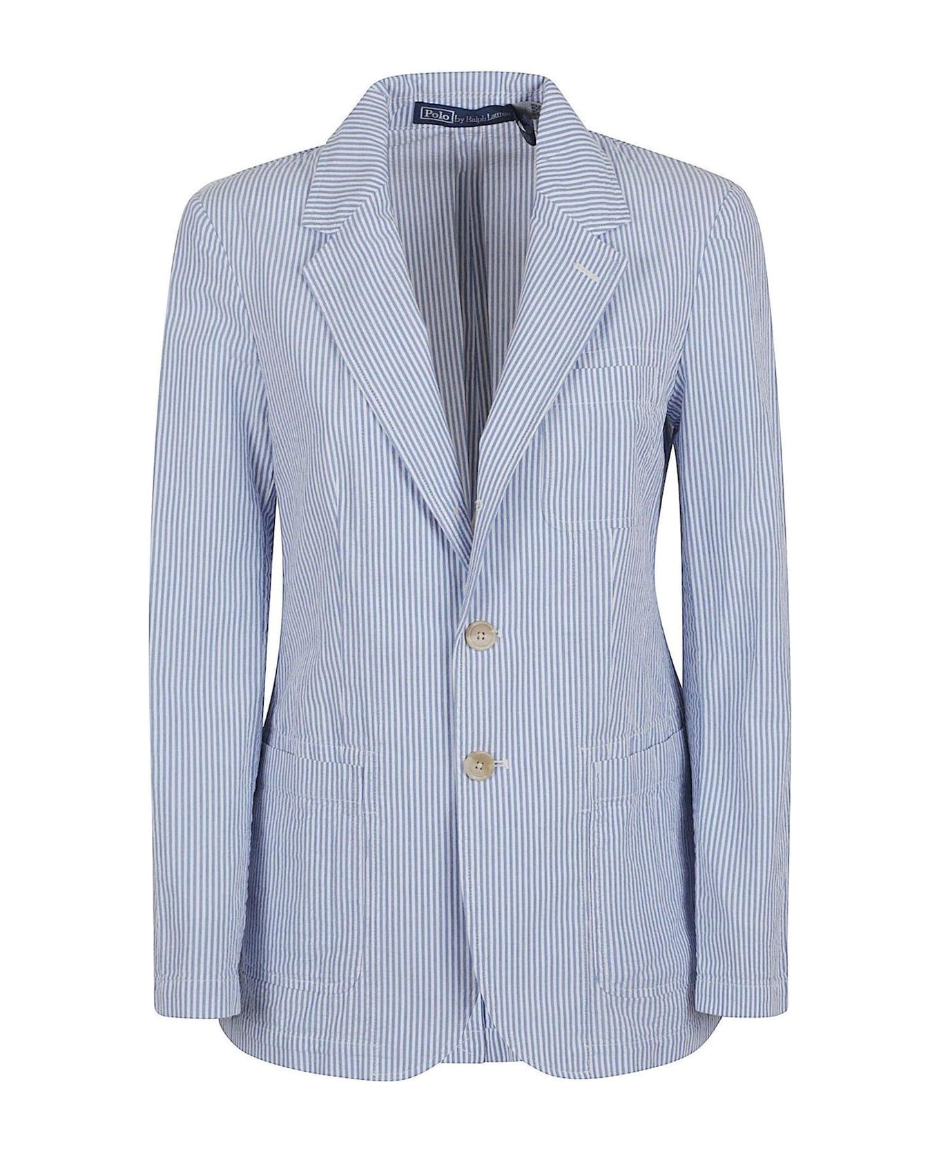 Polo Ralph Lauren Striped Buttoned Jacket - Bright Blue White