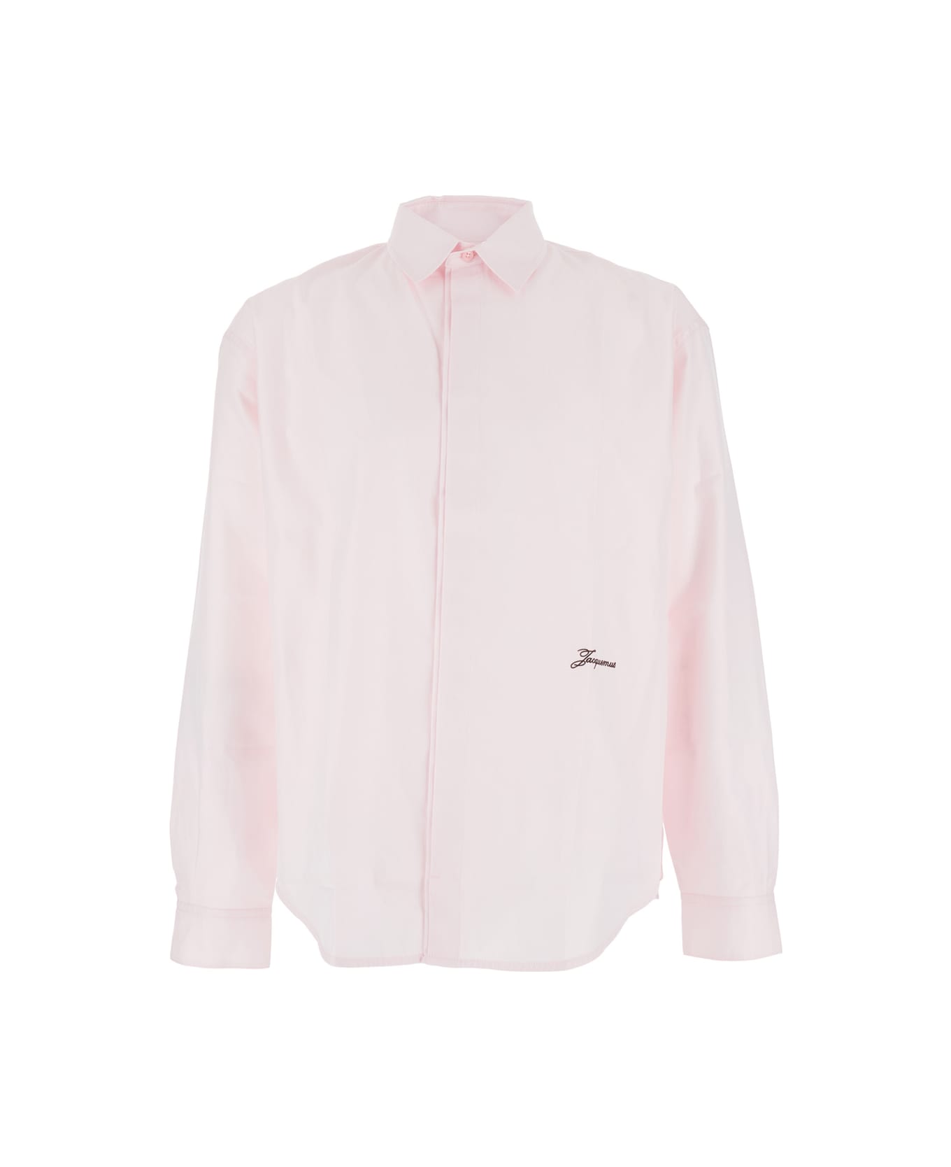 Jacquemus 
simon
 Pink Shirt With Logo Lettering On The Front In Cotton Man - Pink