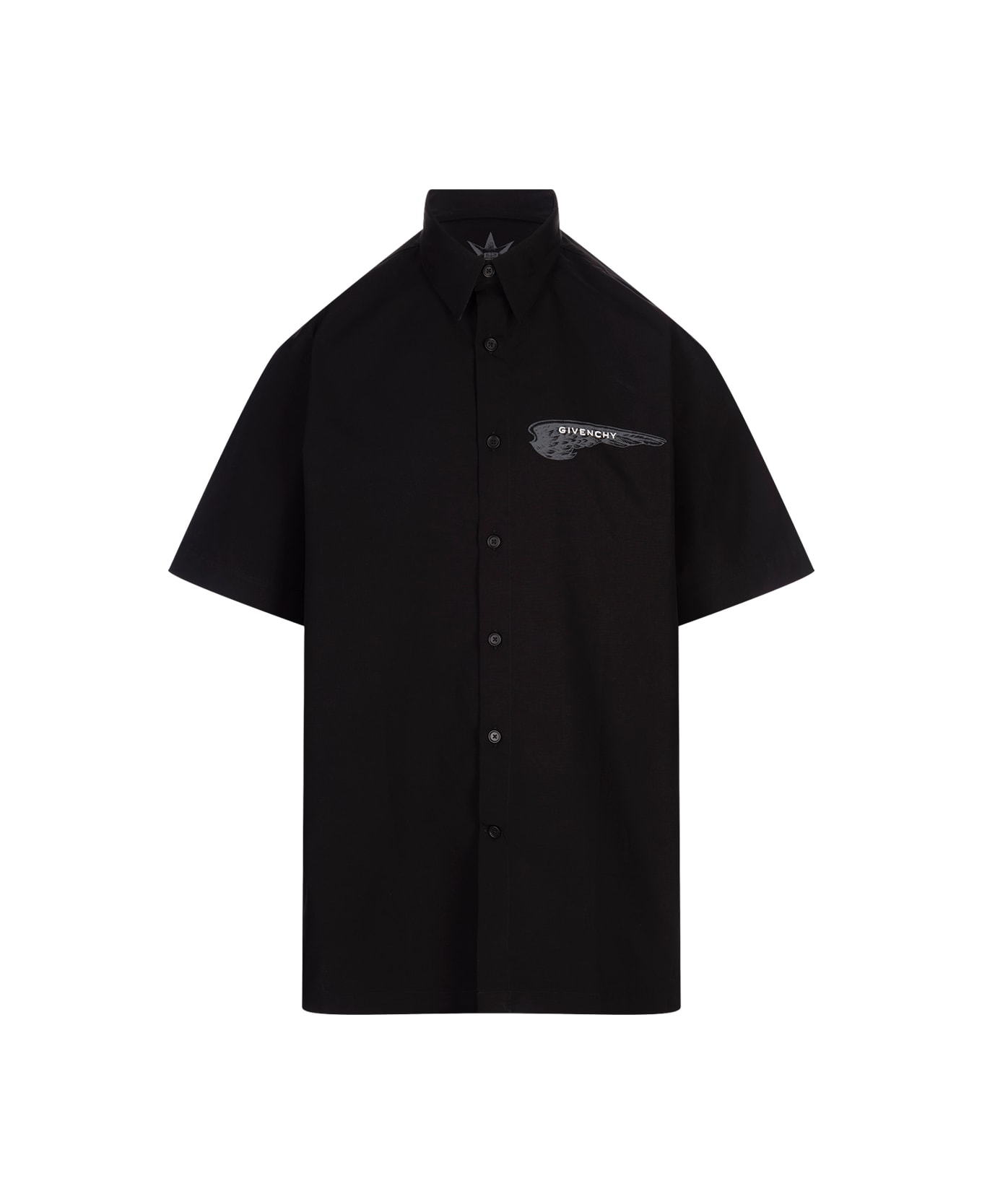 Givenchy Black Shirt With Wings Logo Print - Black